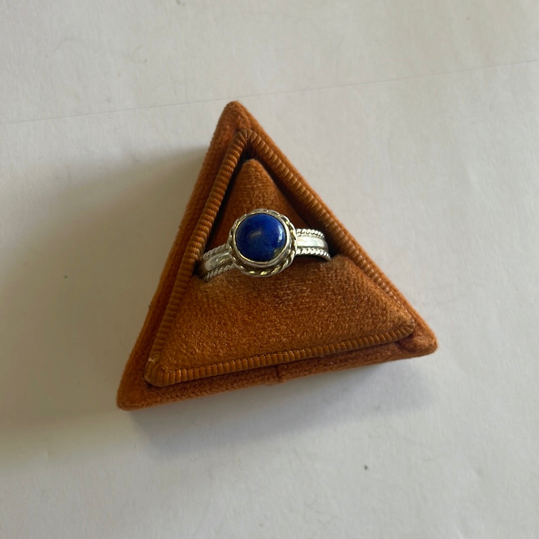 Handcrafted Lapis & Sterling Silver Double Braided Ring