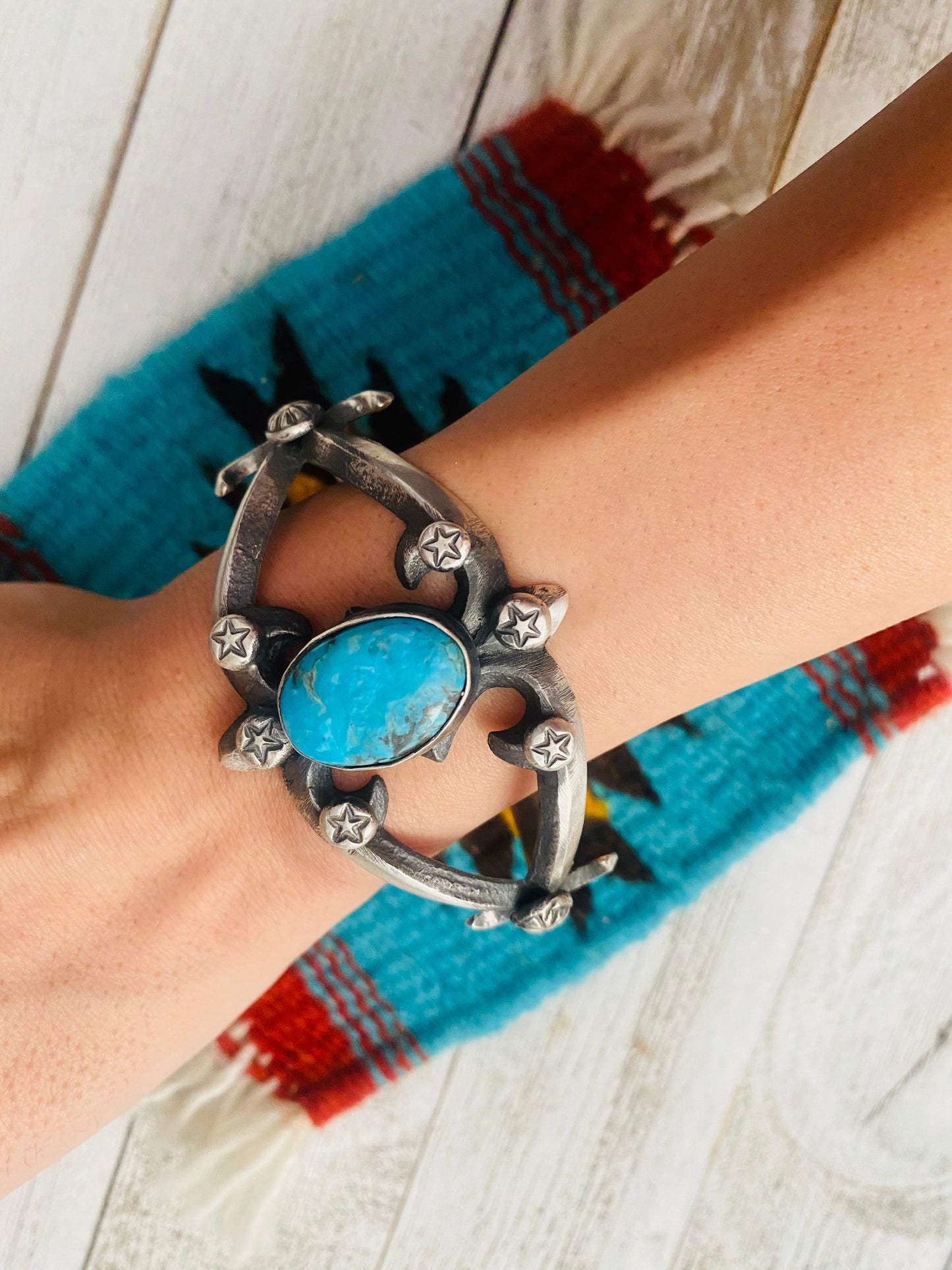 Handcrafted Turquoise & Sterling Silver Cuff Bracelet By Chimney Butte