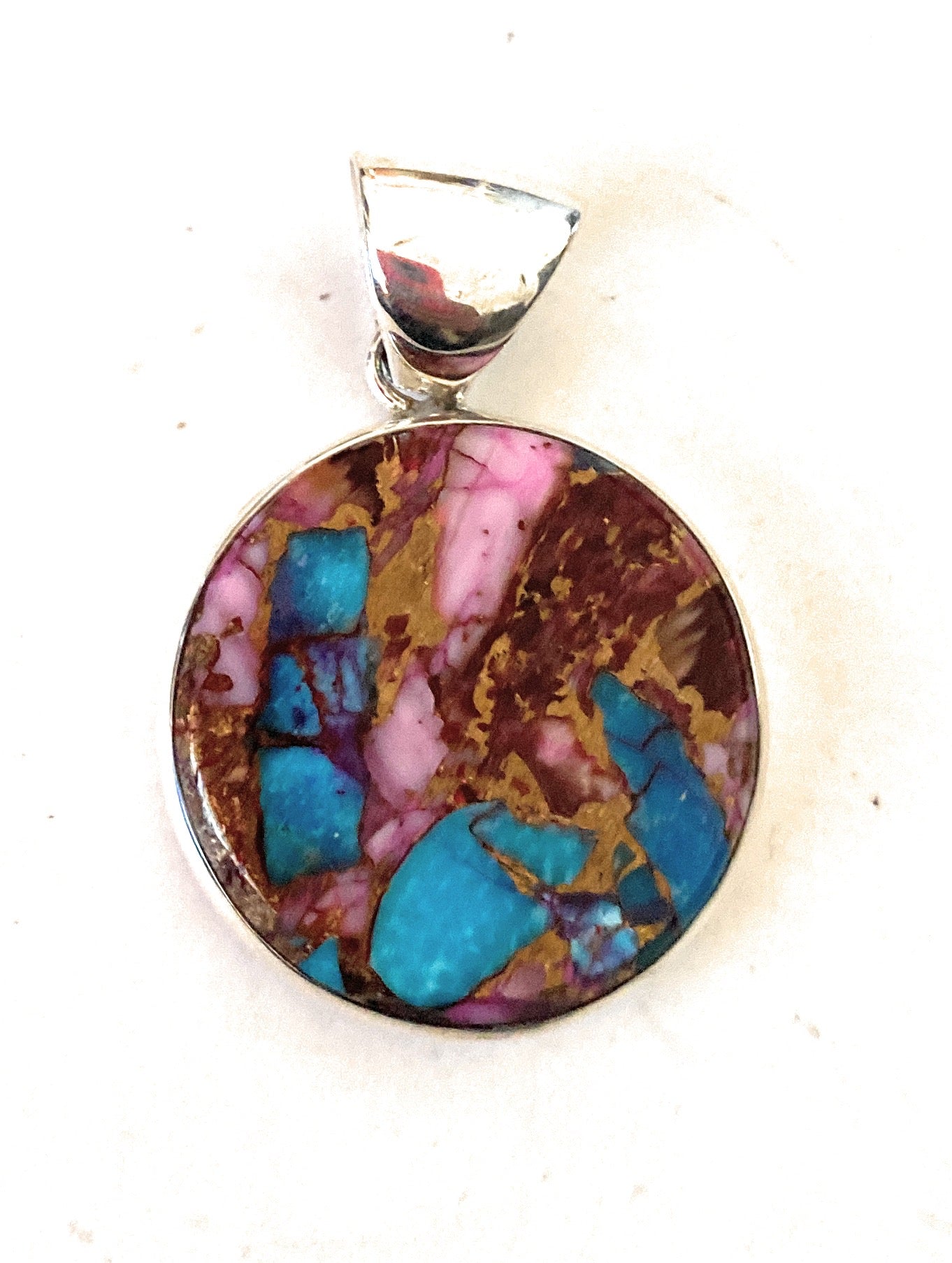 Handcrafted Sterling Silver & Pink Dream Circle Pendant