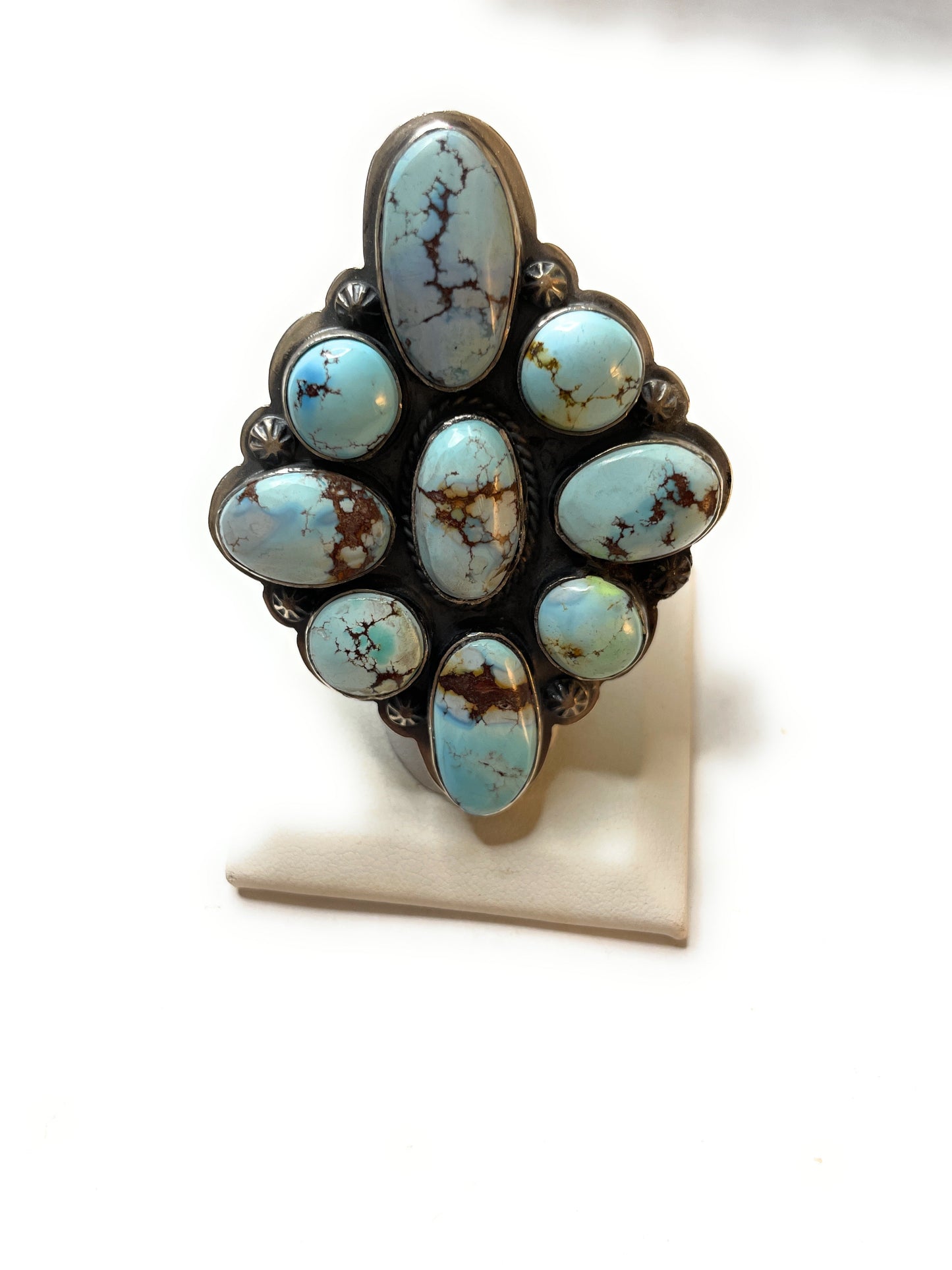 Handcrafted Golden Hills Turquoise And Sterling Silver Adjustable Ring by Tim Vandever