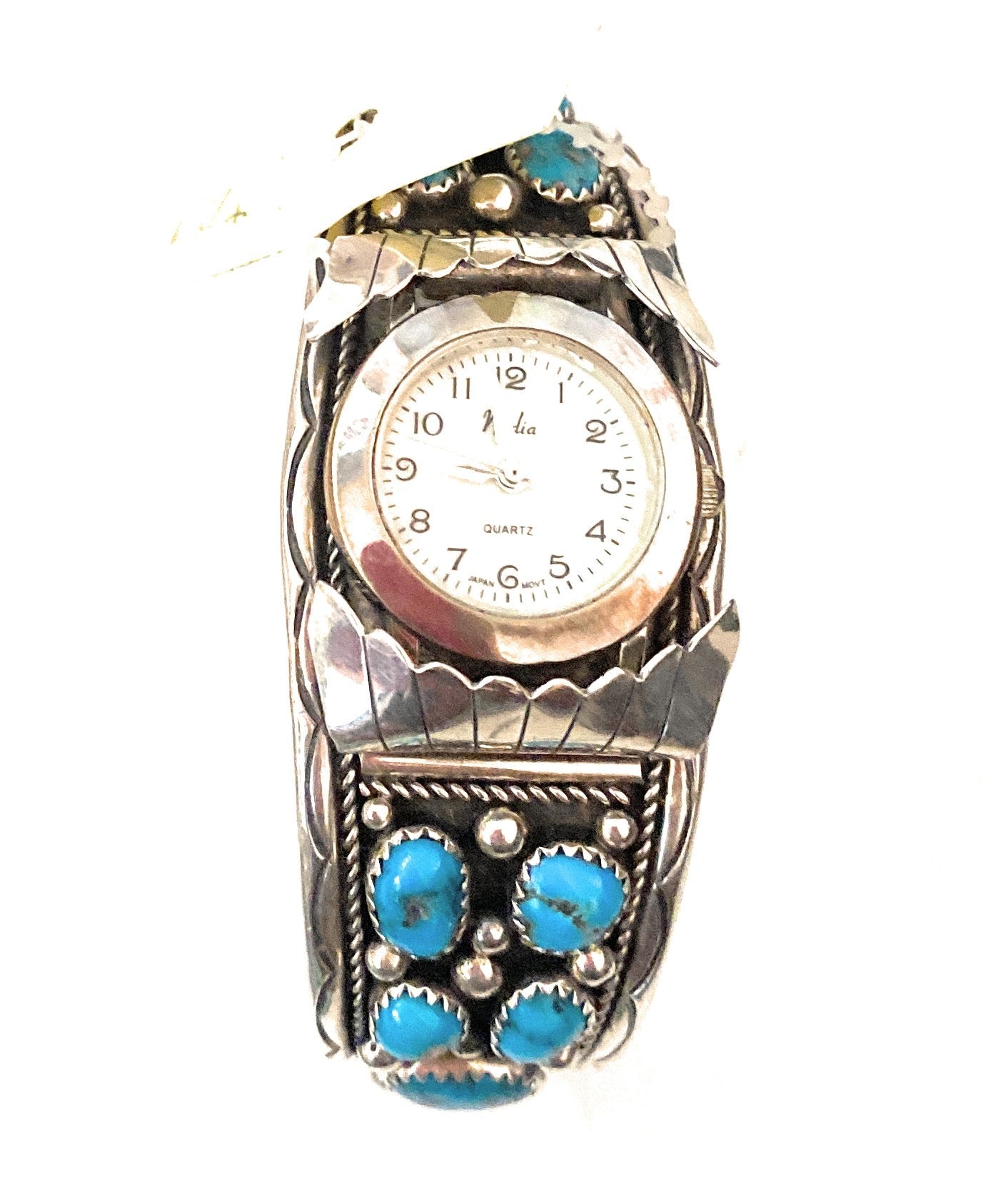 Old Pawn Vintage Handcrafted Kingman Turquoise & Sterling Silver Watch Cuff