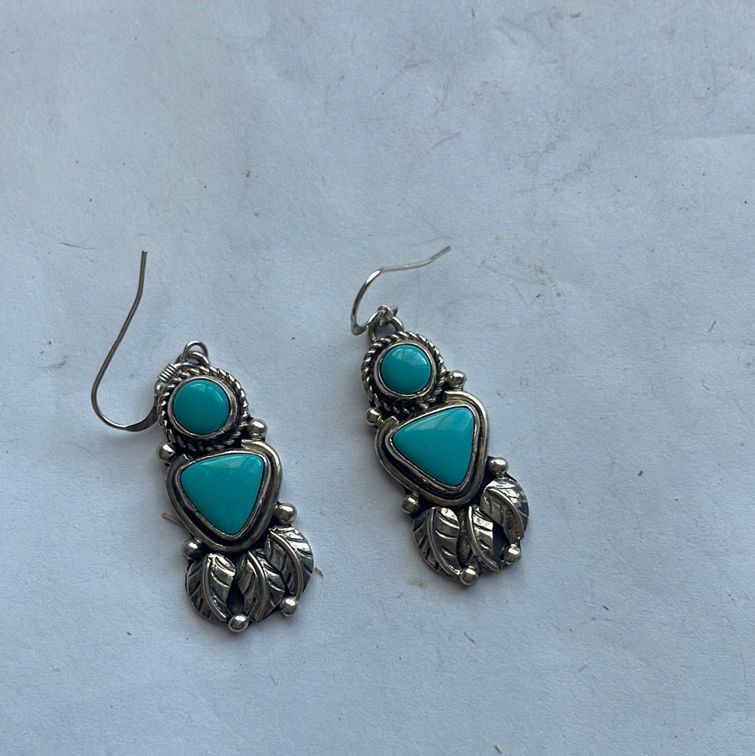 Handcrafted Sterling Silver & Turquoise Dangle Earrings