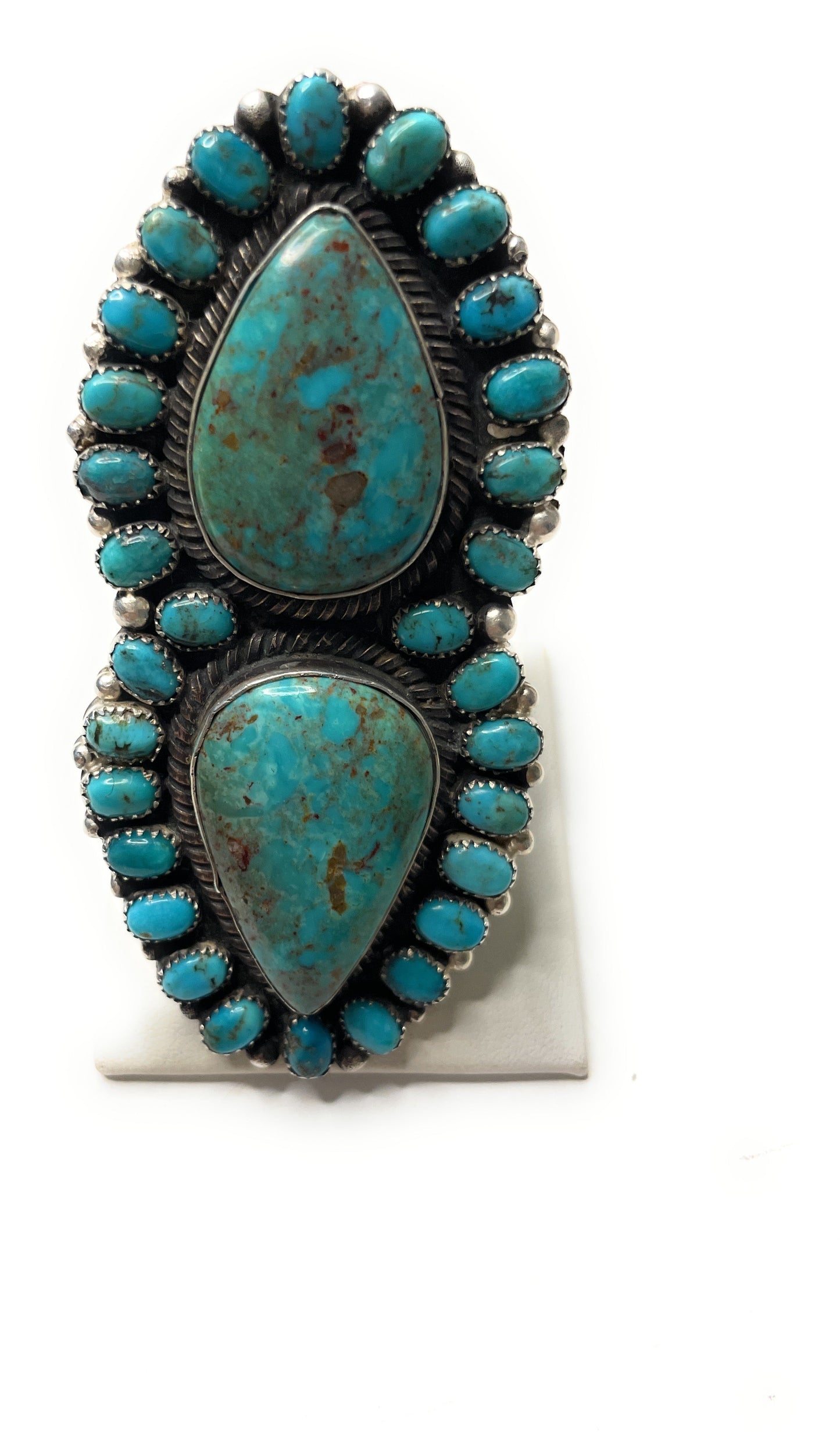 Handcrafted Sterling Silver And Turquoise Statement Ring Size 9