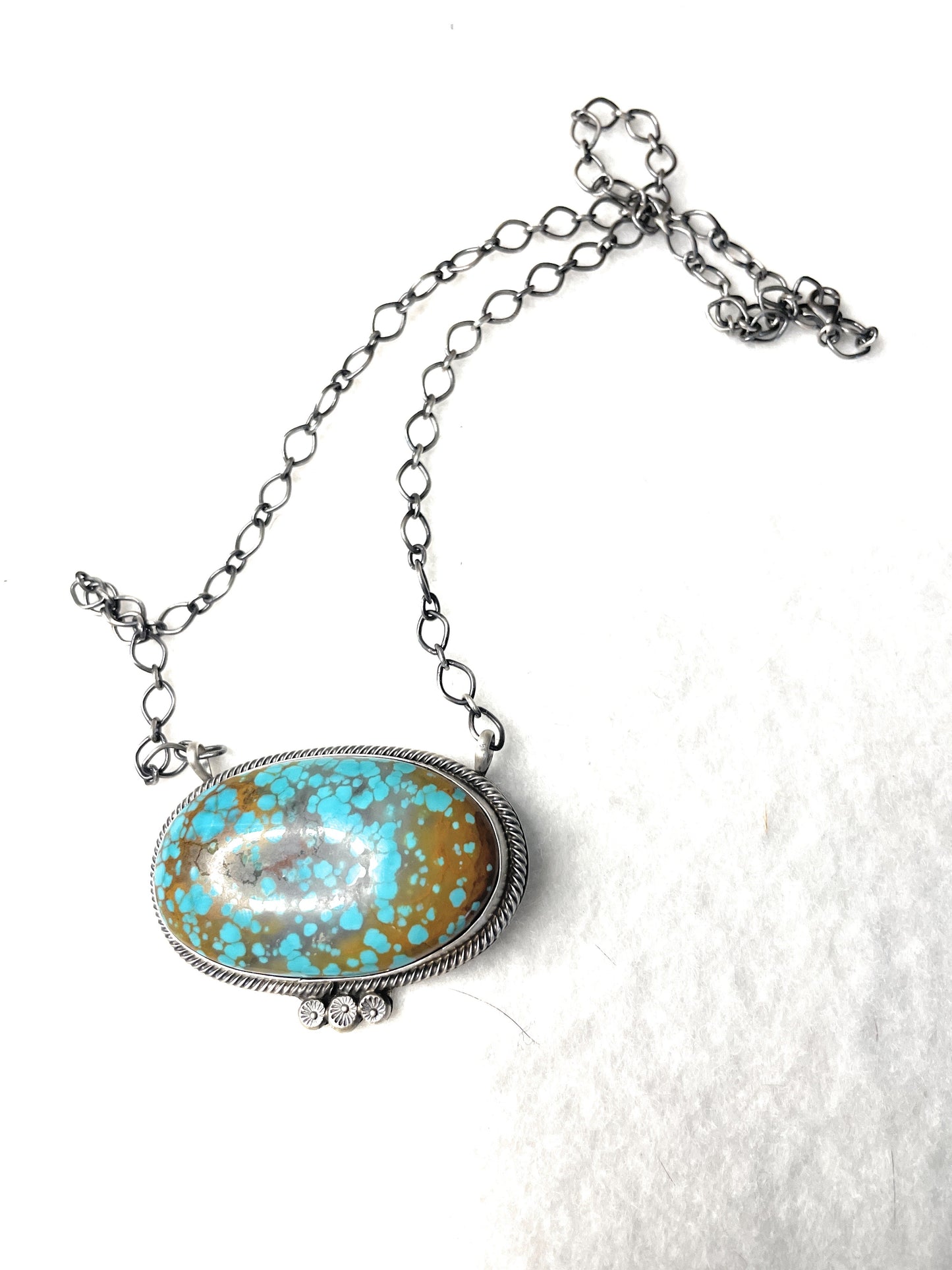 Handcrafted Handmade Number 8 Turquoise And Sterling Silver Necklace By Sheila Becenti