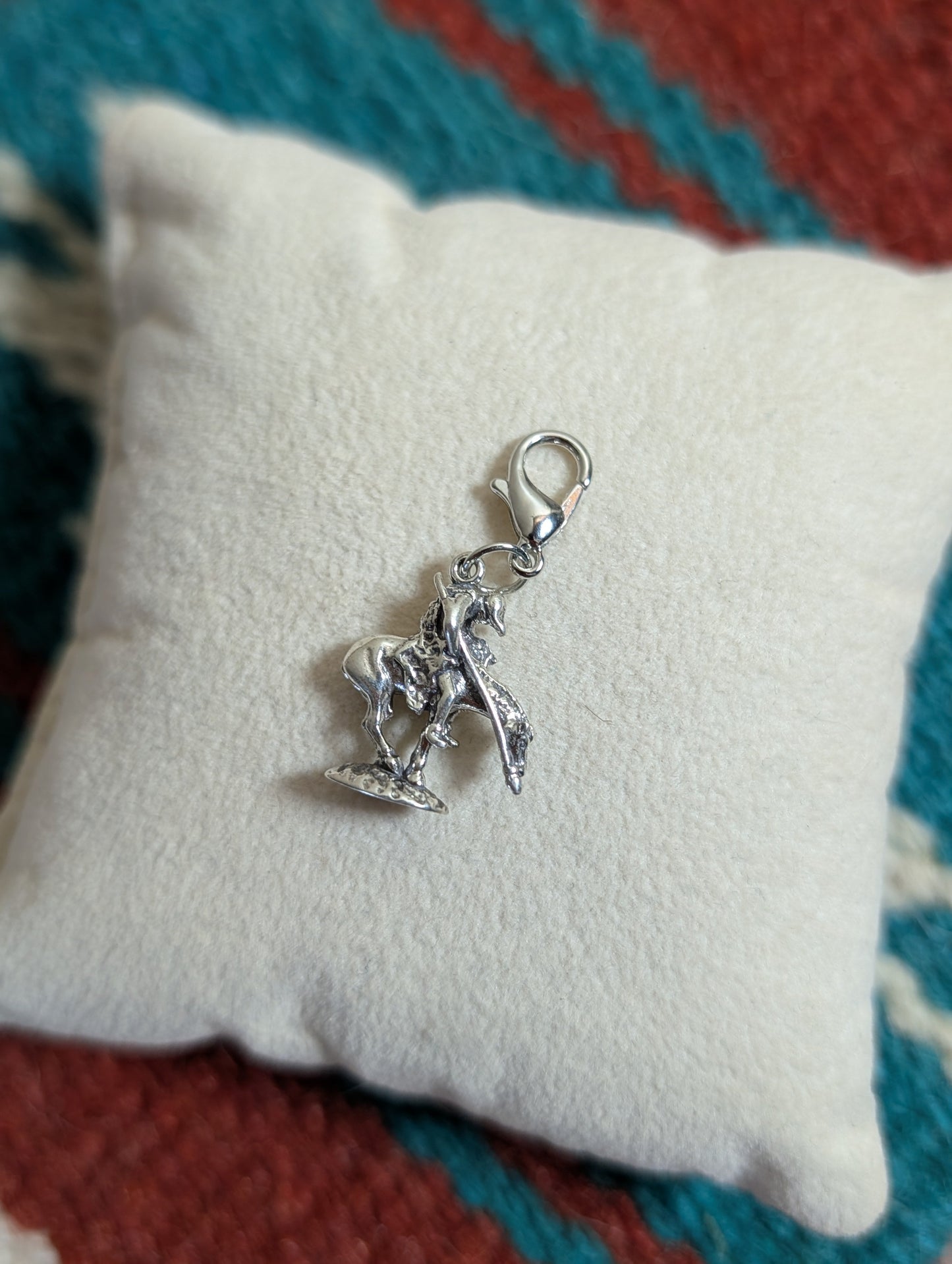 Handcrafted End Of The Trail Horse Charm Sterling Silver Western Style