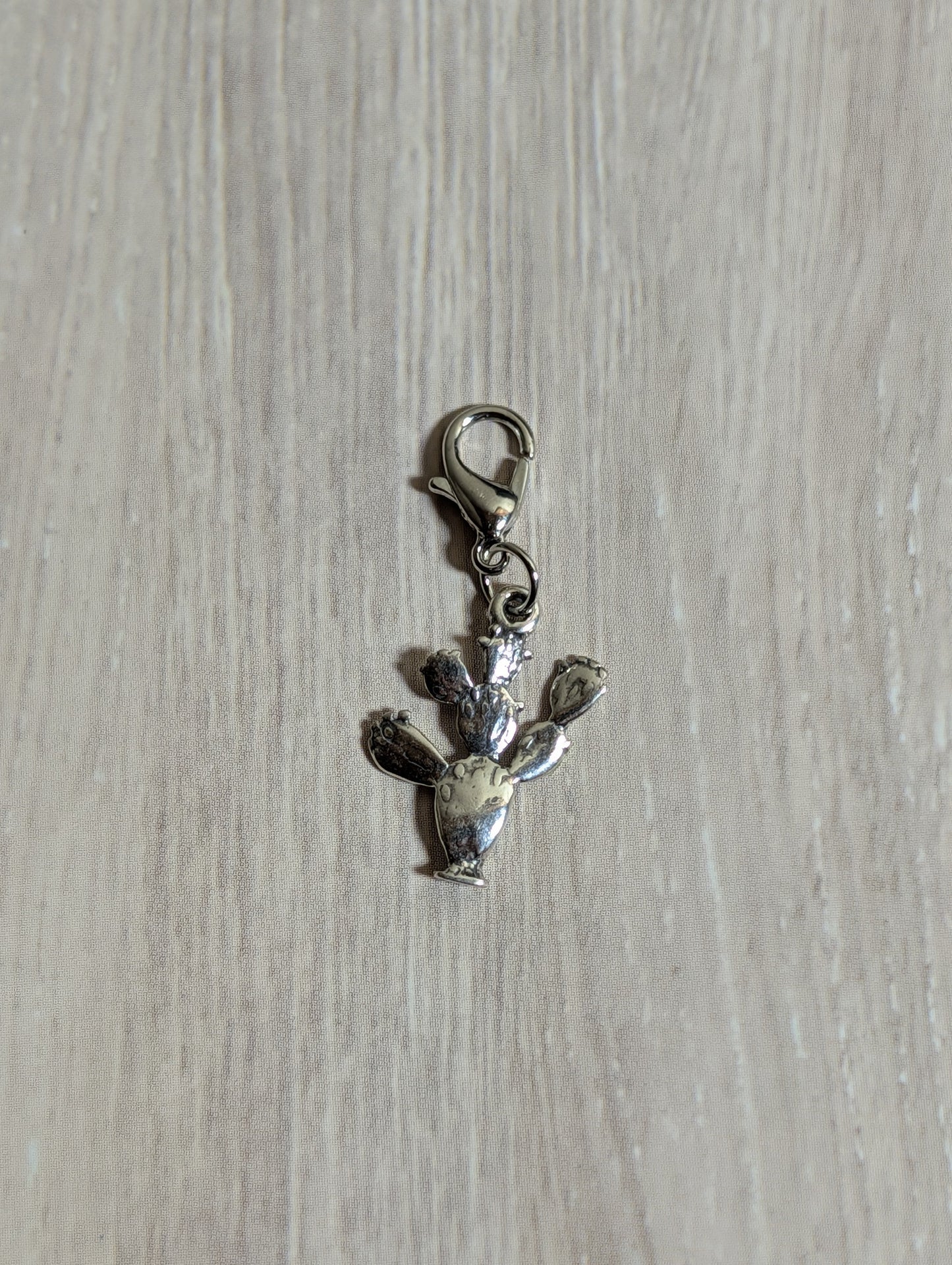 Handcrafted Small Prickly Pear Cactus Charm Sterling Silver Western Style