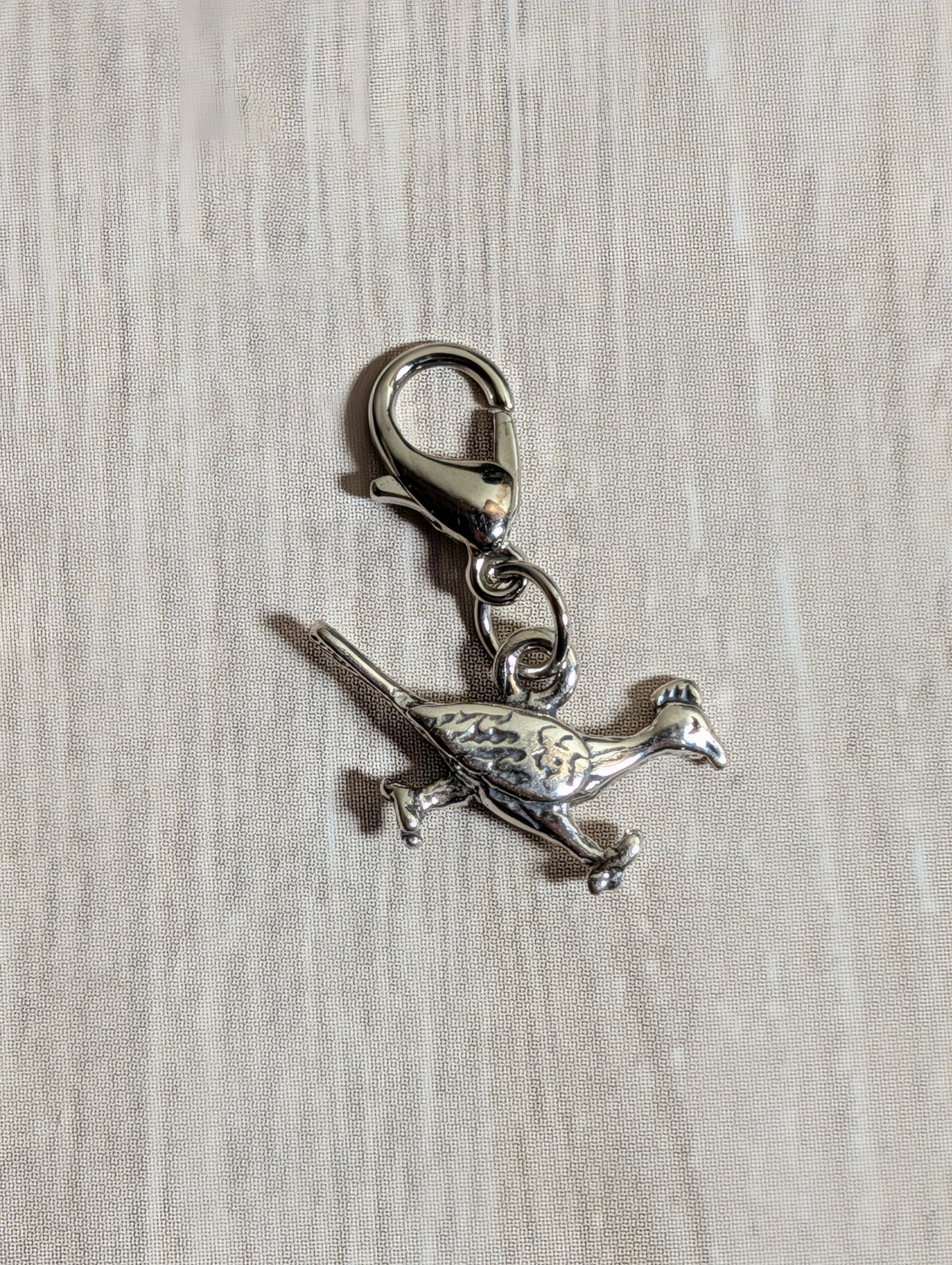 Handcrafted Roadrunner Charm Sterling Silver