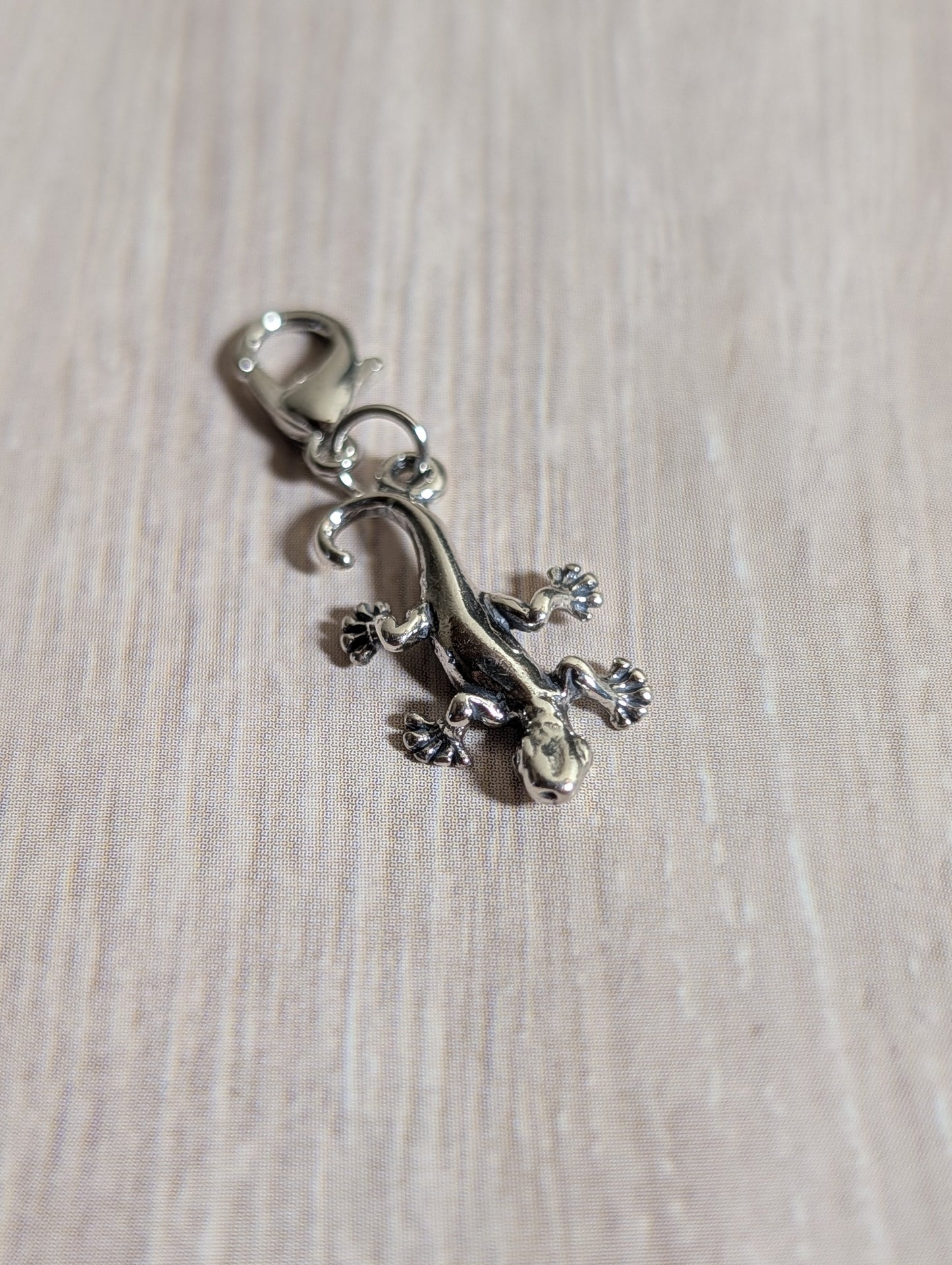 Handcrafted Gecko Lizard Charm Sterling Silver