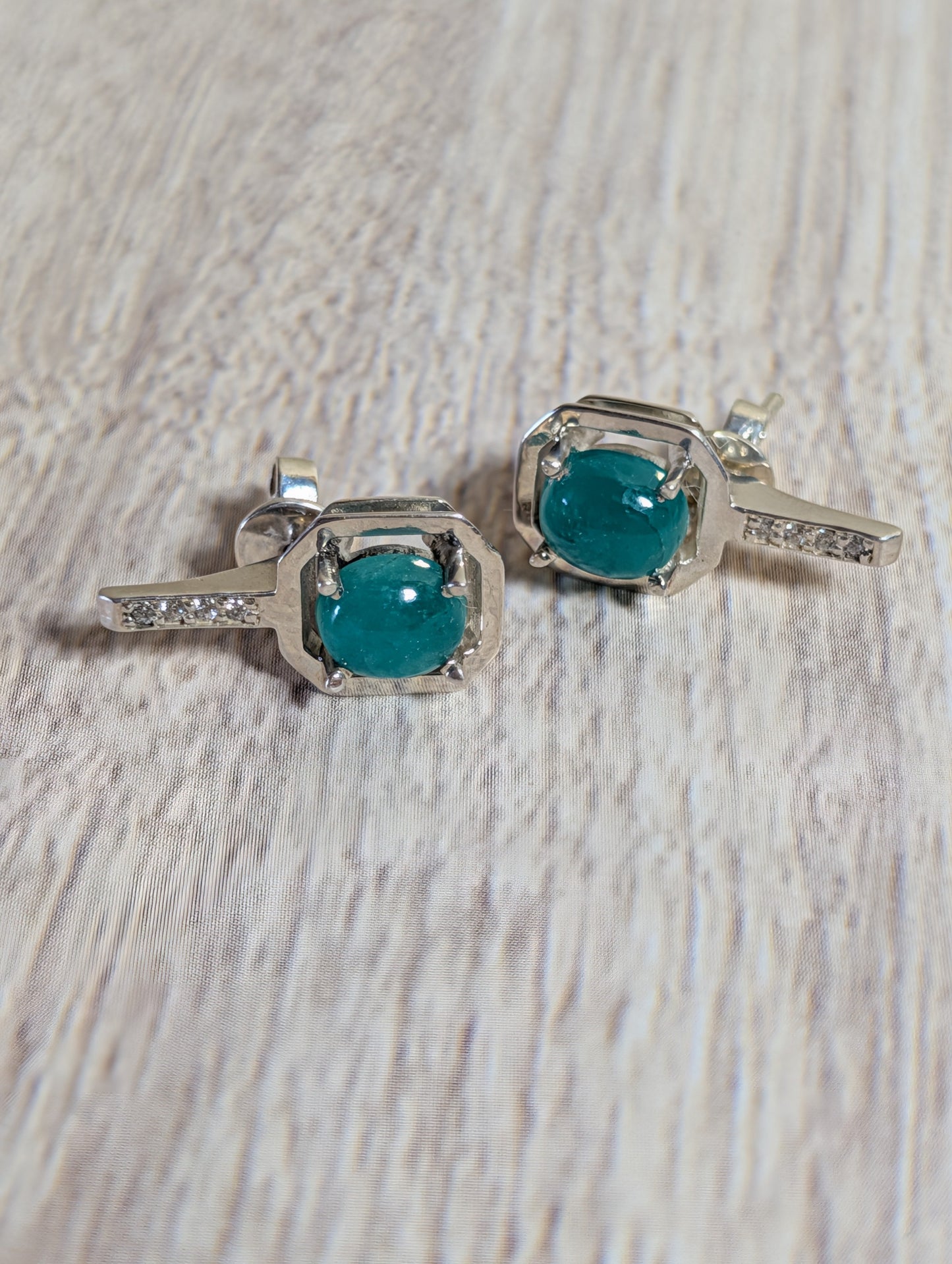 Emerald Earrings in Sterling Silver 1ct set 7B