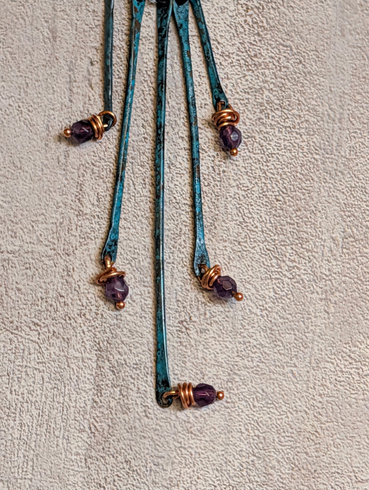 Amethyst Riviera Sterling Oxidized Lacquer Copper & Turquoise Necklace 20"