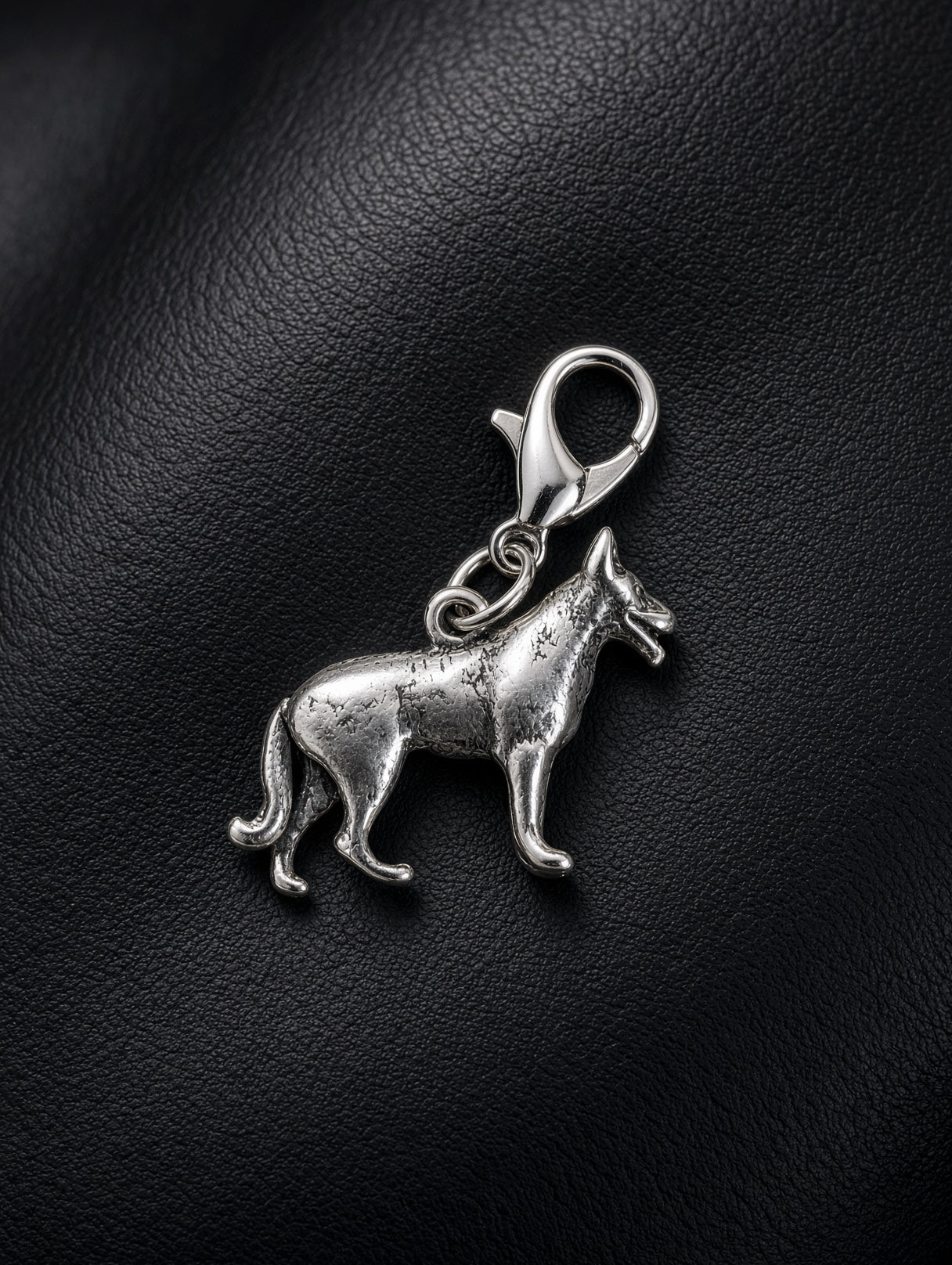 Handcrafted German Shepherd Dog Charm Sterling Silver Variant 3