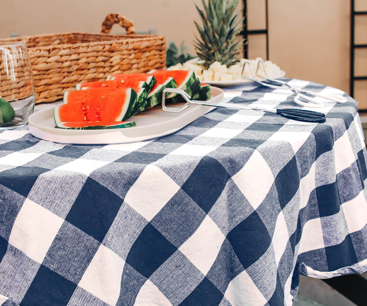 Navy Blue Round Tablecloth
