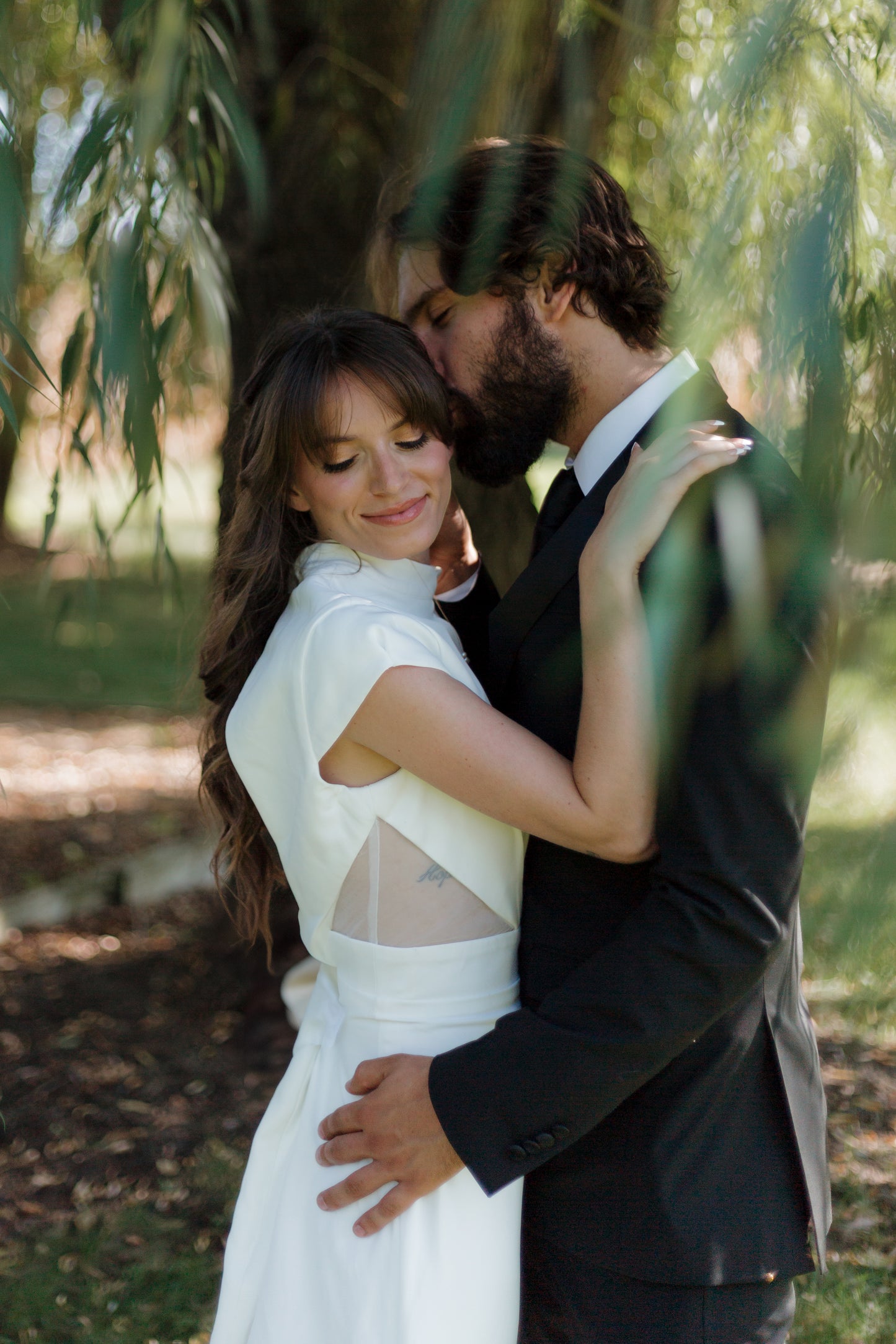 The Sandra Gown – Sleek Crepe Fit-and-Flare Wedding Dress with Keyhole Back