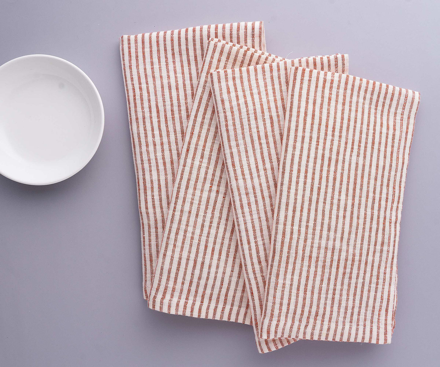 Red Linen Striped Napkins