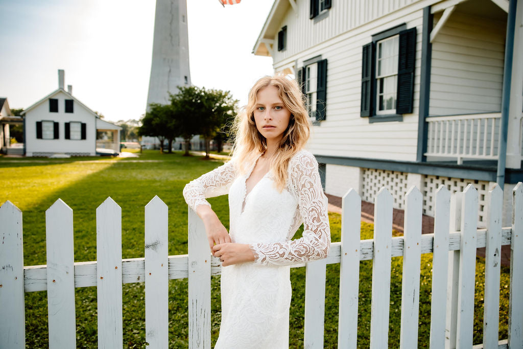 The Cheyenne-Custom Fitted Long Sleeve Lace Wedding Dress