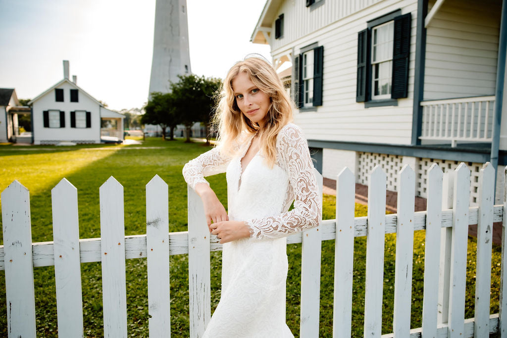 The Cheyenne-Custom Fitted Long Sleeve Lace Wedding Dress