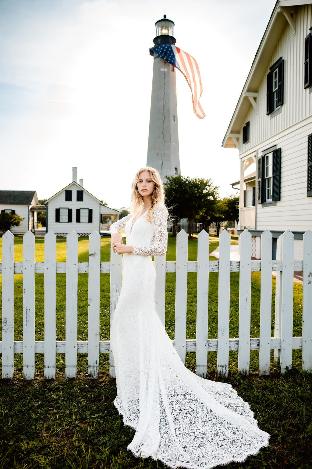 The Cheyenne-Custom Fitted Long Sleeve Lace Wedding Dress