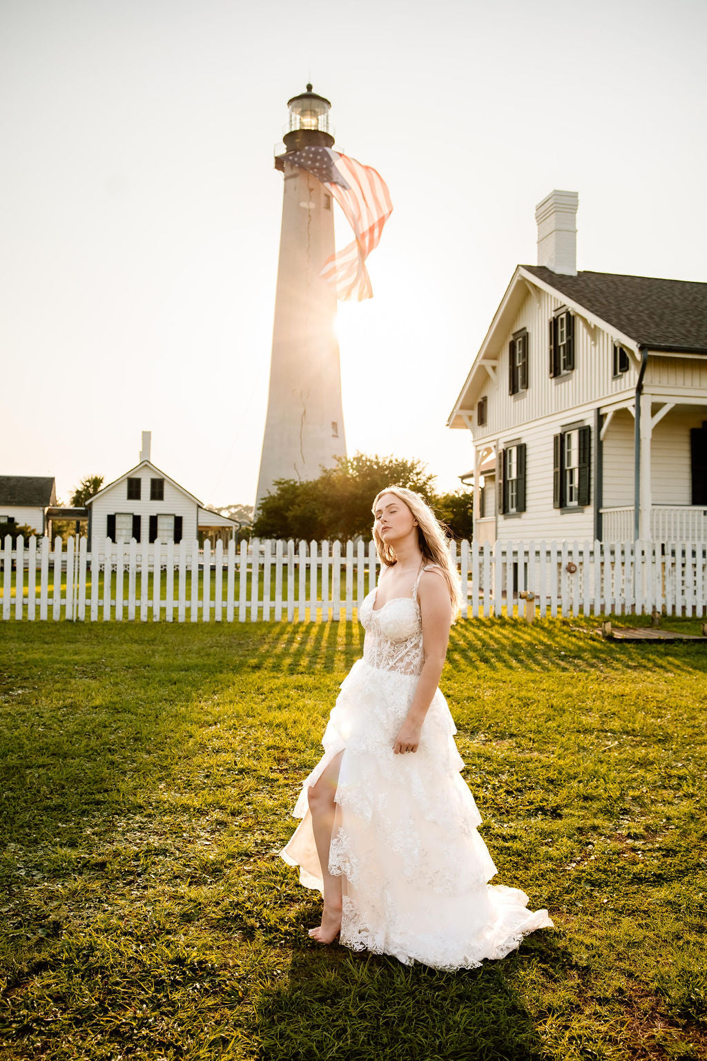 The Harlow Gown – Romantic Tiered Lace Wedding Dress with High-Low Skirt