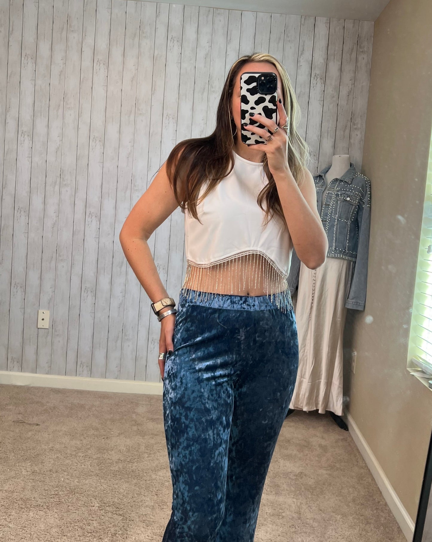 Rhinestone Fringe Tank Top