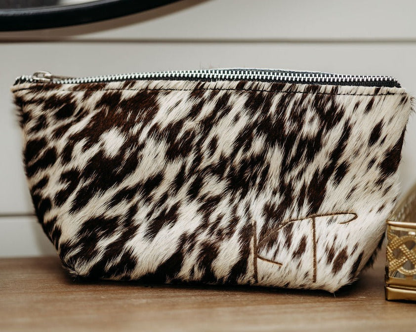 Leopard Print Cowhide Clutch Bag  Premium Leather Handbags for