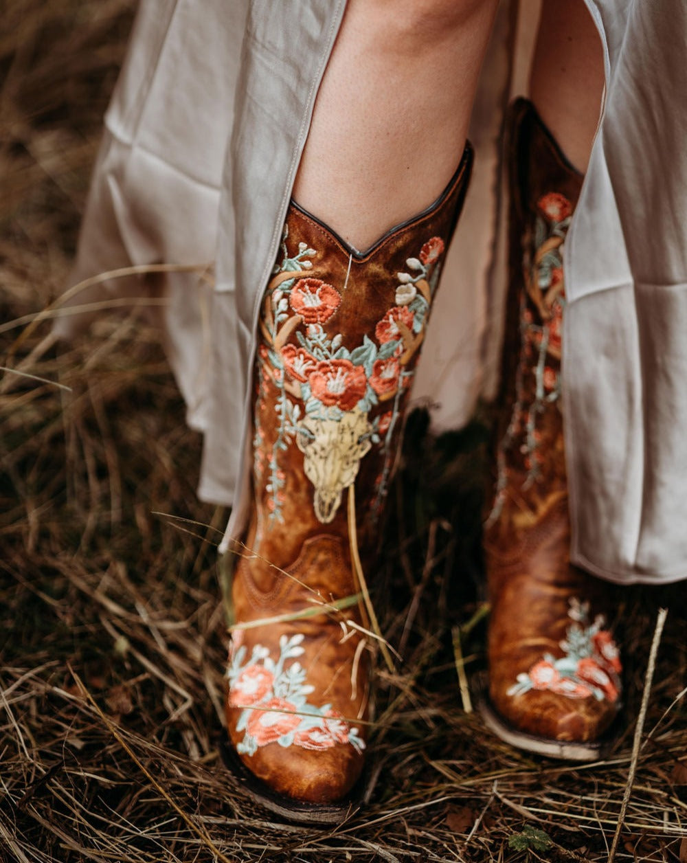 Corral Tan Deer Skull Boots