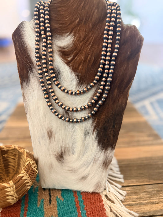 Handcrafted 6-8mm Copper Beaded Necklace