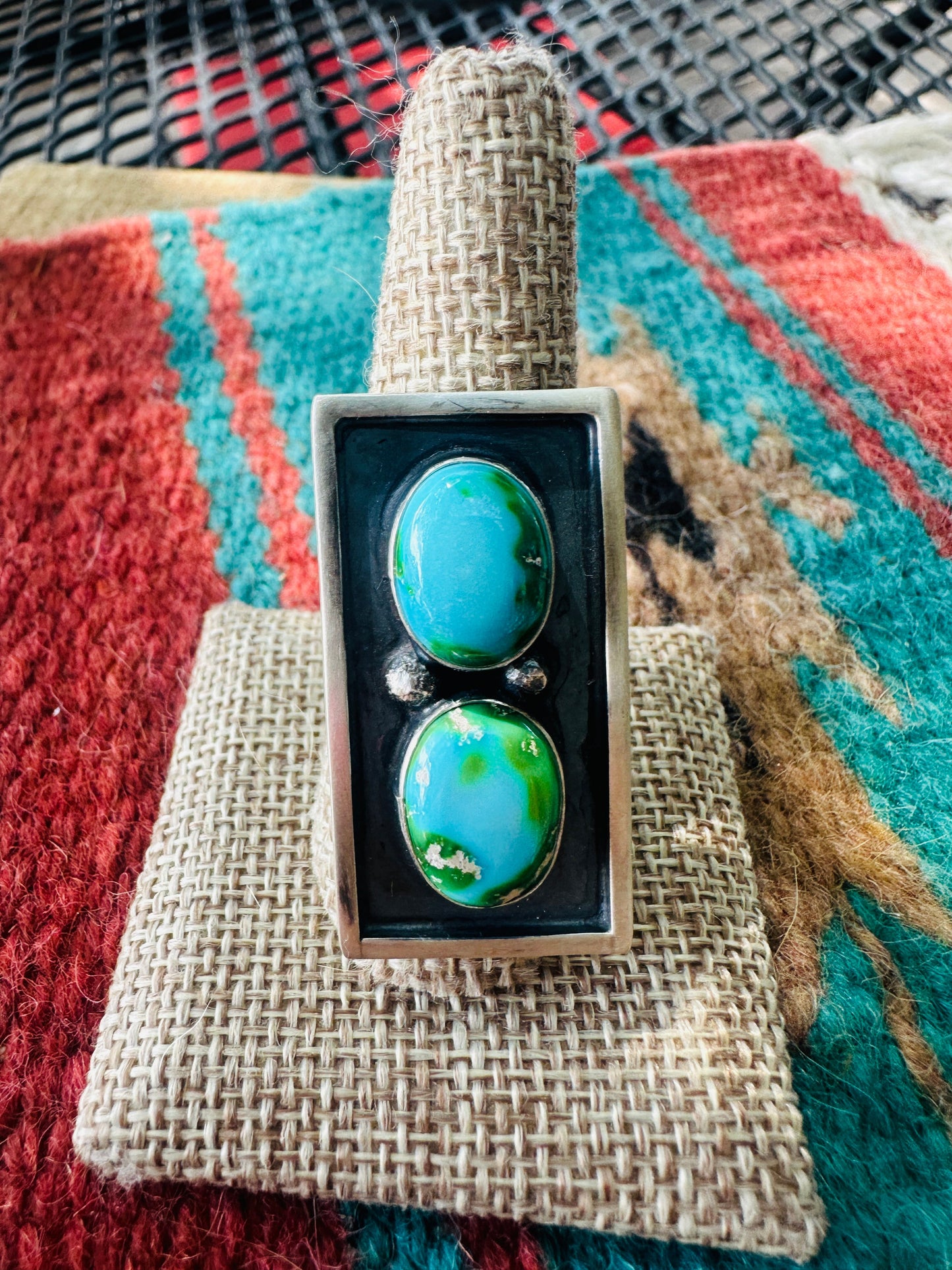 Handcrafted Sonoran Mountain Turquoise & Sterling Silver Adjustable Ring