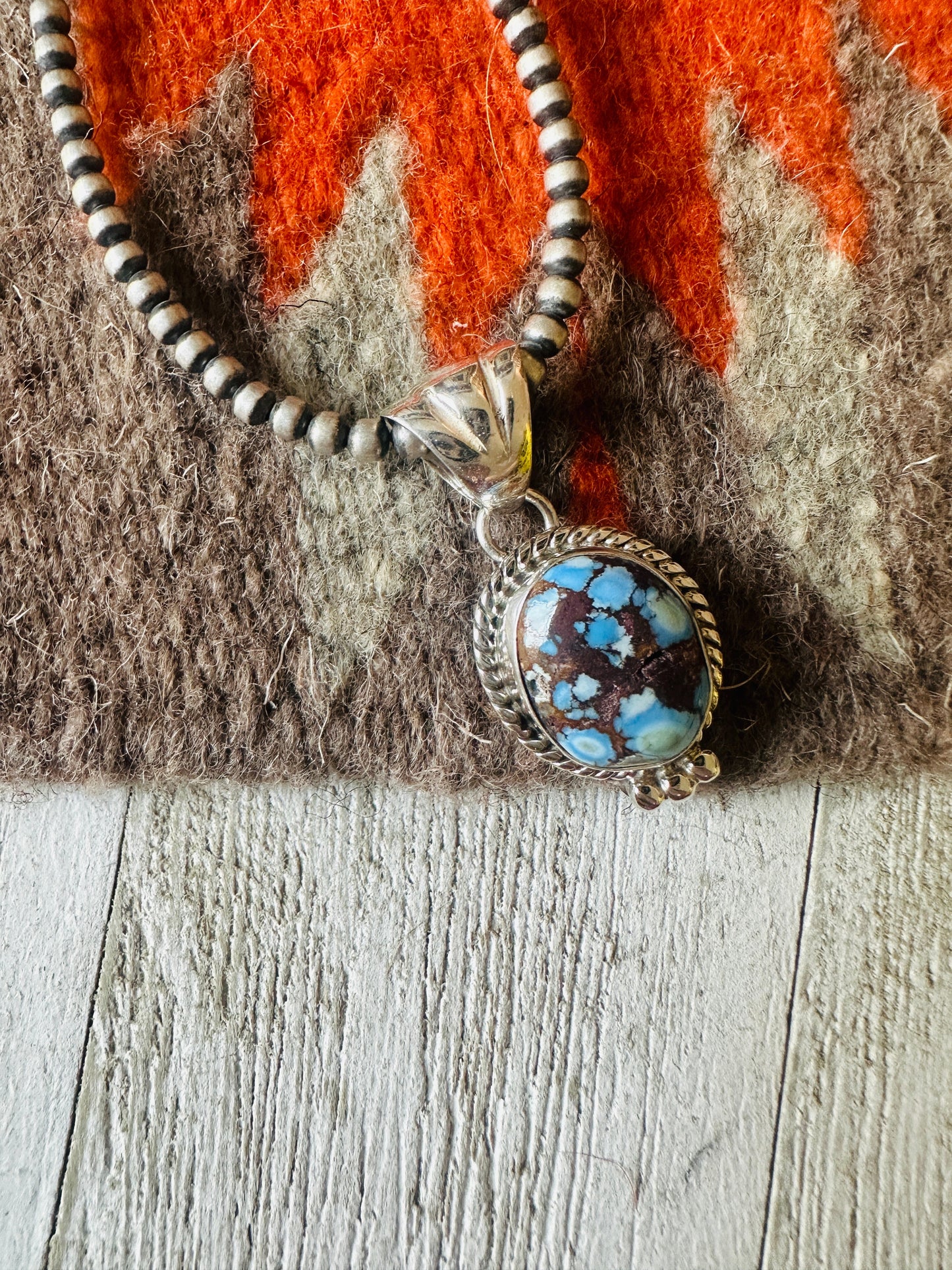 Handcrafted Golden Hills Turquoise and Sterling Silver Pendant