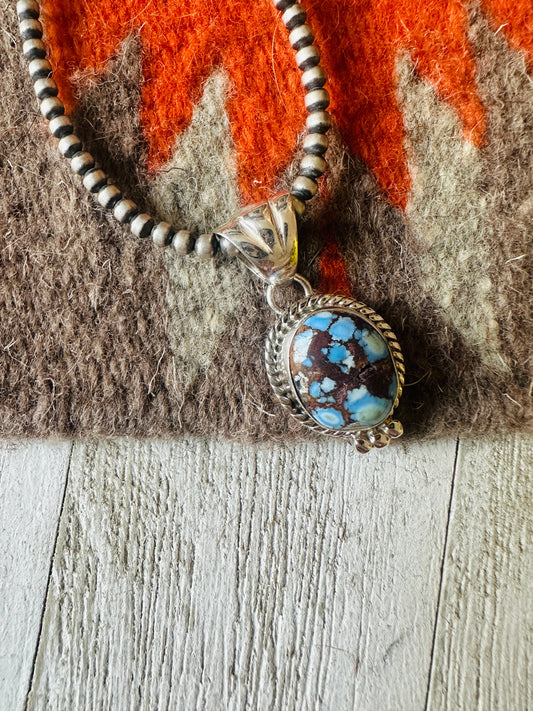 Handcrafted Golden Hills Turquoise and Sterling Silver Pendant