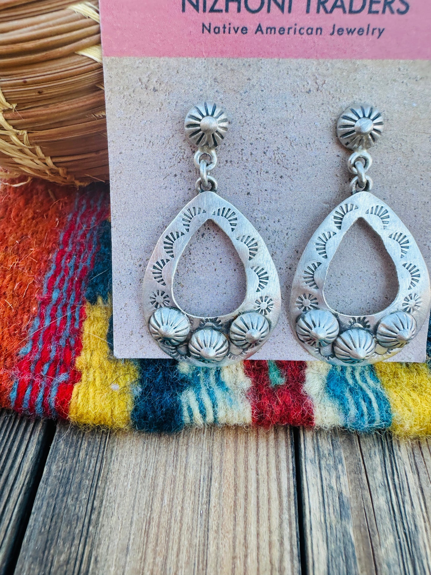 Handcrafted Sterling Silver Concho Dangle Earrings