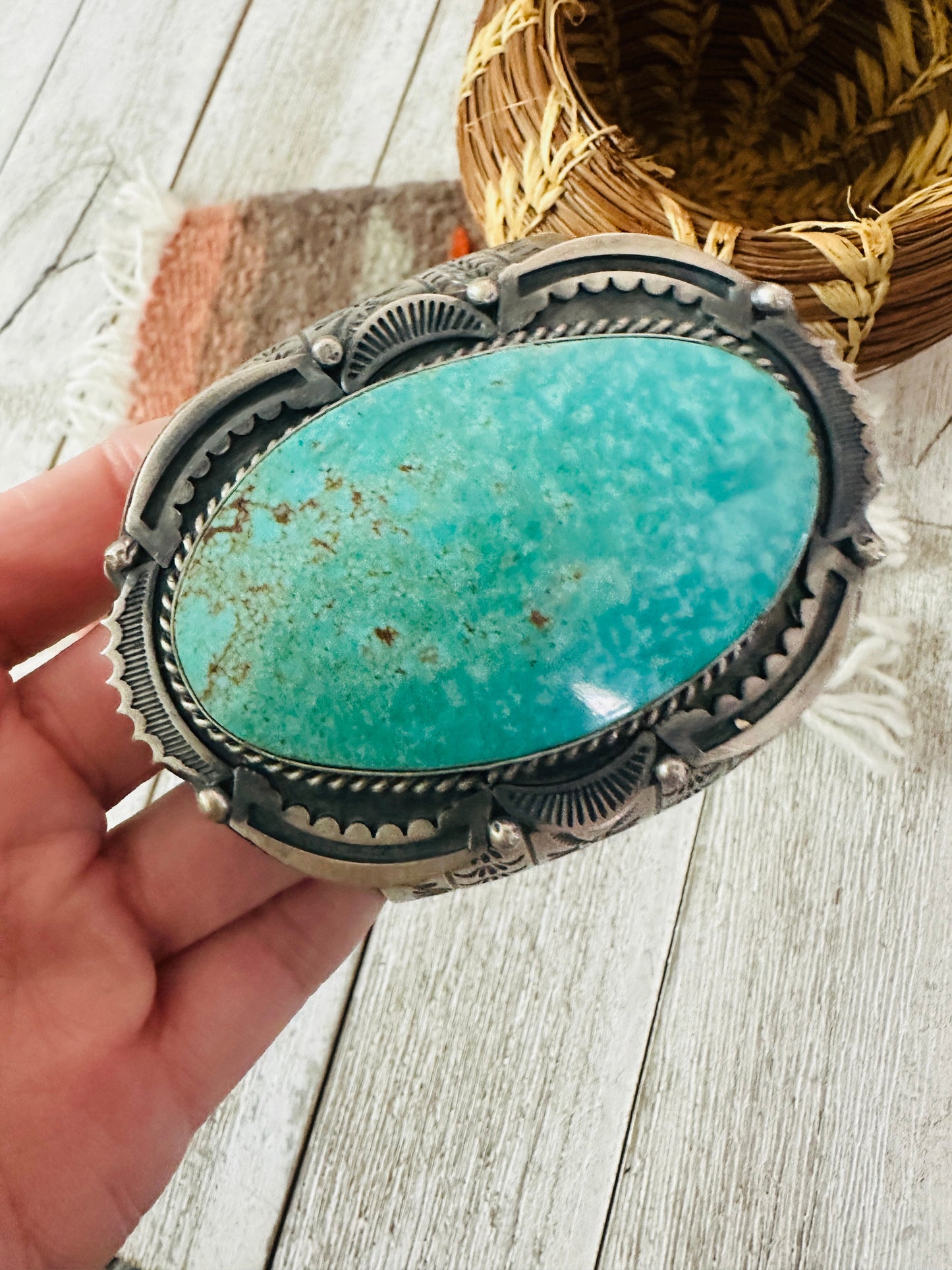 Handcrafted Sterling Silver & Kingman Turquoise Cuff Bracelet by Boyd Ashley