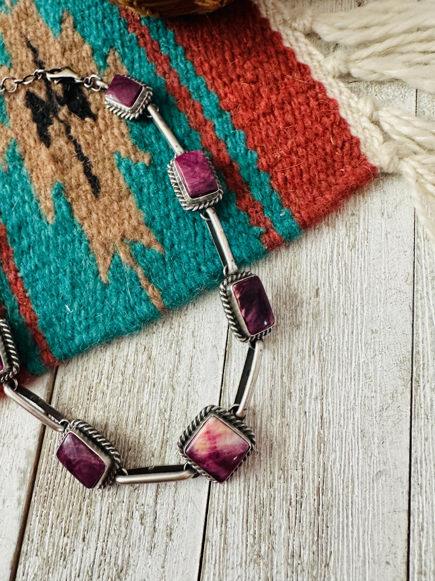 Handcrafted Sterling Silver & Purple Spiny Choker