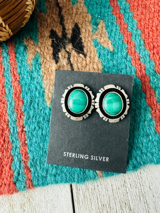 Handcrafted Malachite & Sterling Silver Post Earrings