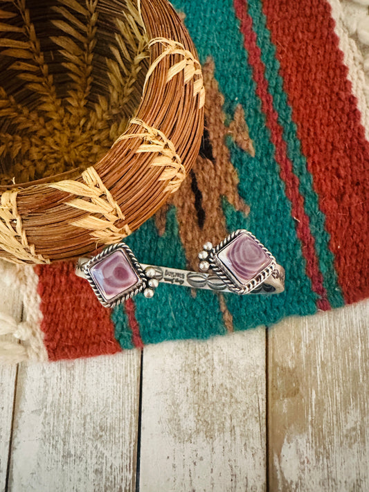 Handcrafted Charoite & Sterling Silver Floating Cuff Bracelet /
