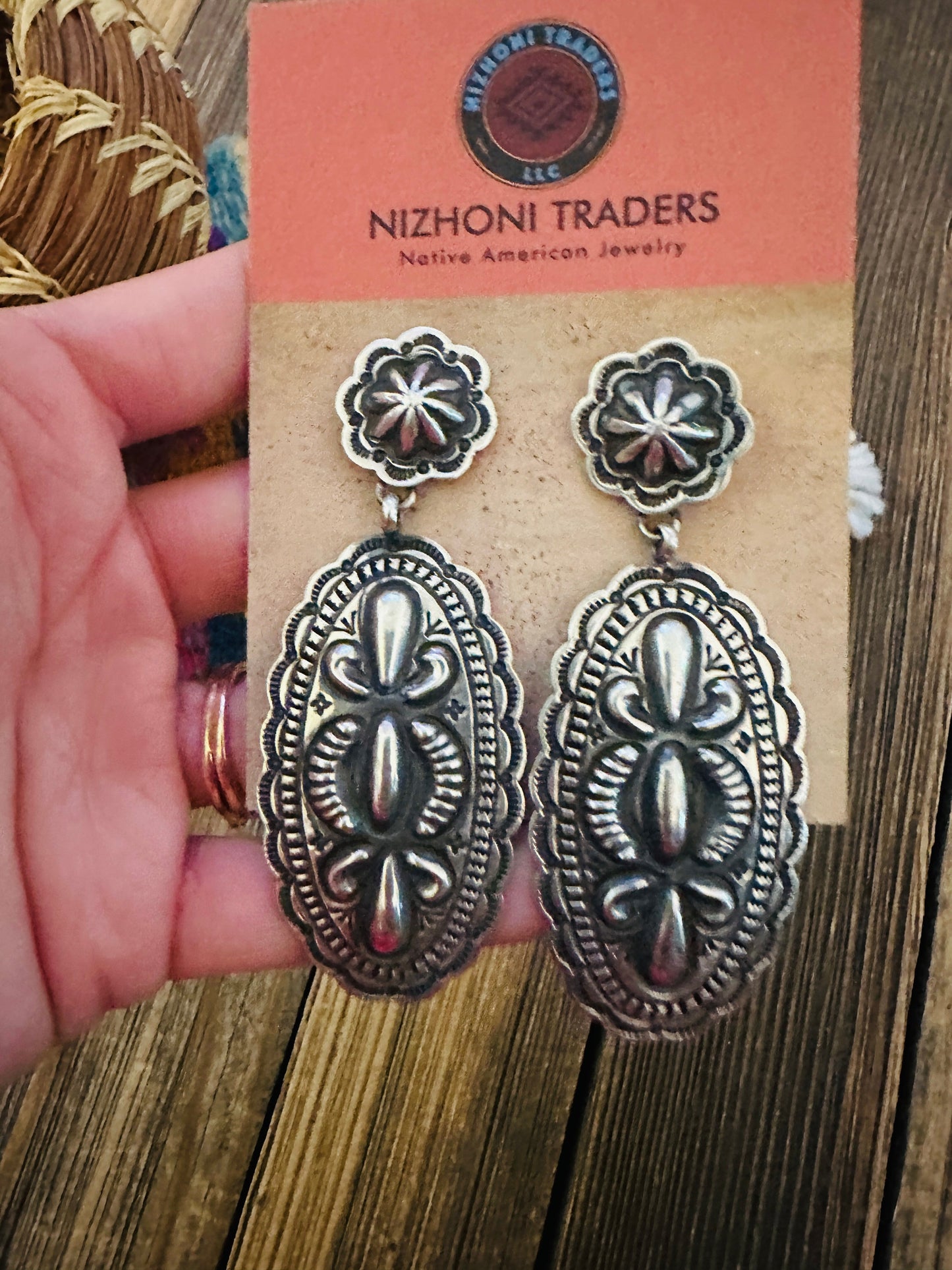 Handcrafted Sterling Silver Concho Dangle Earrings