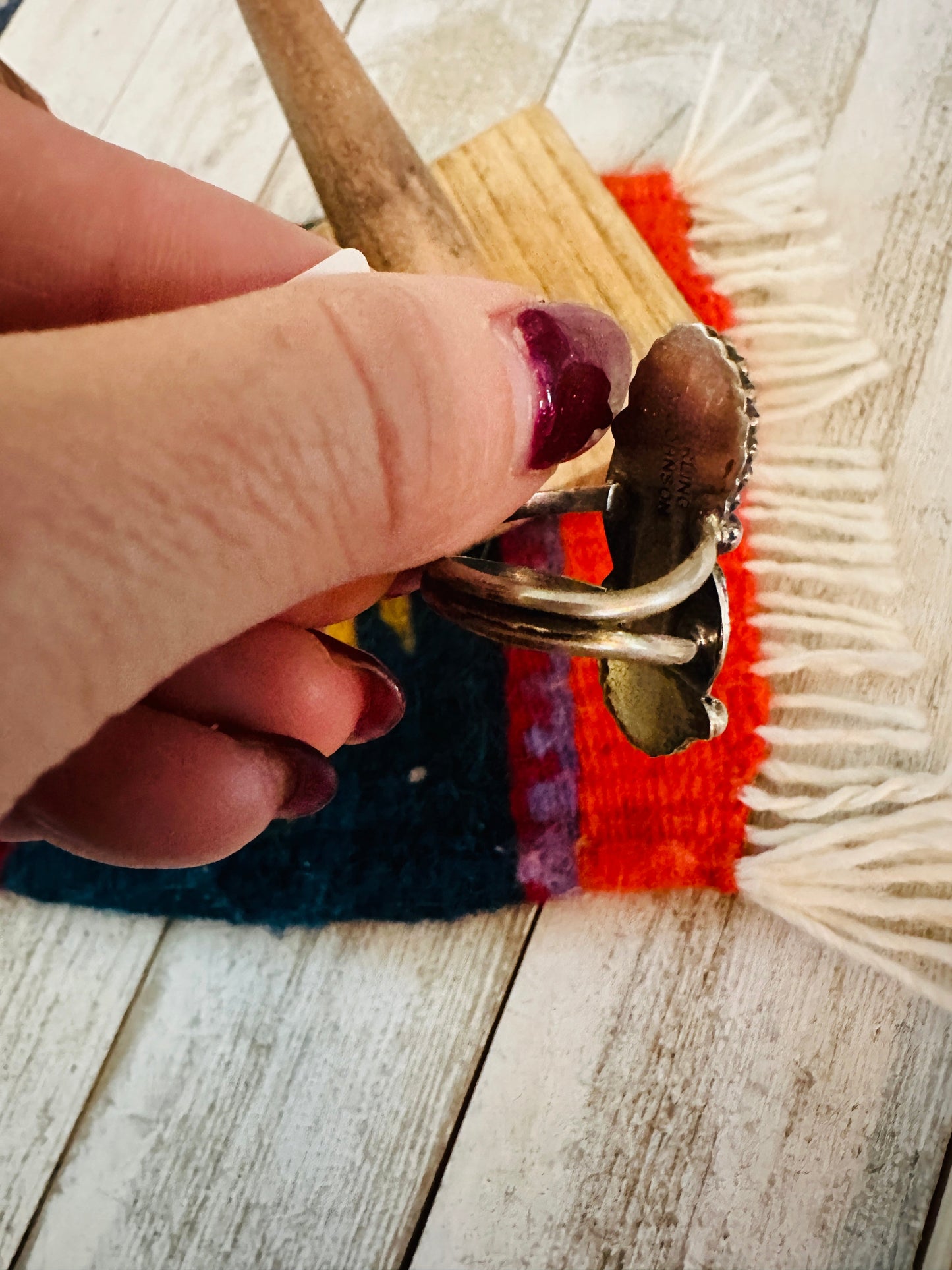 Handcrafted Turquoise & Sterling Silver Ring Size 6