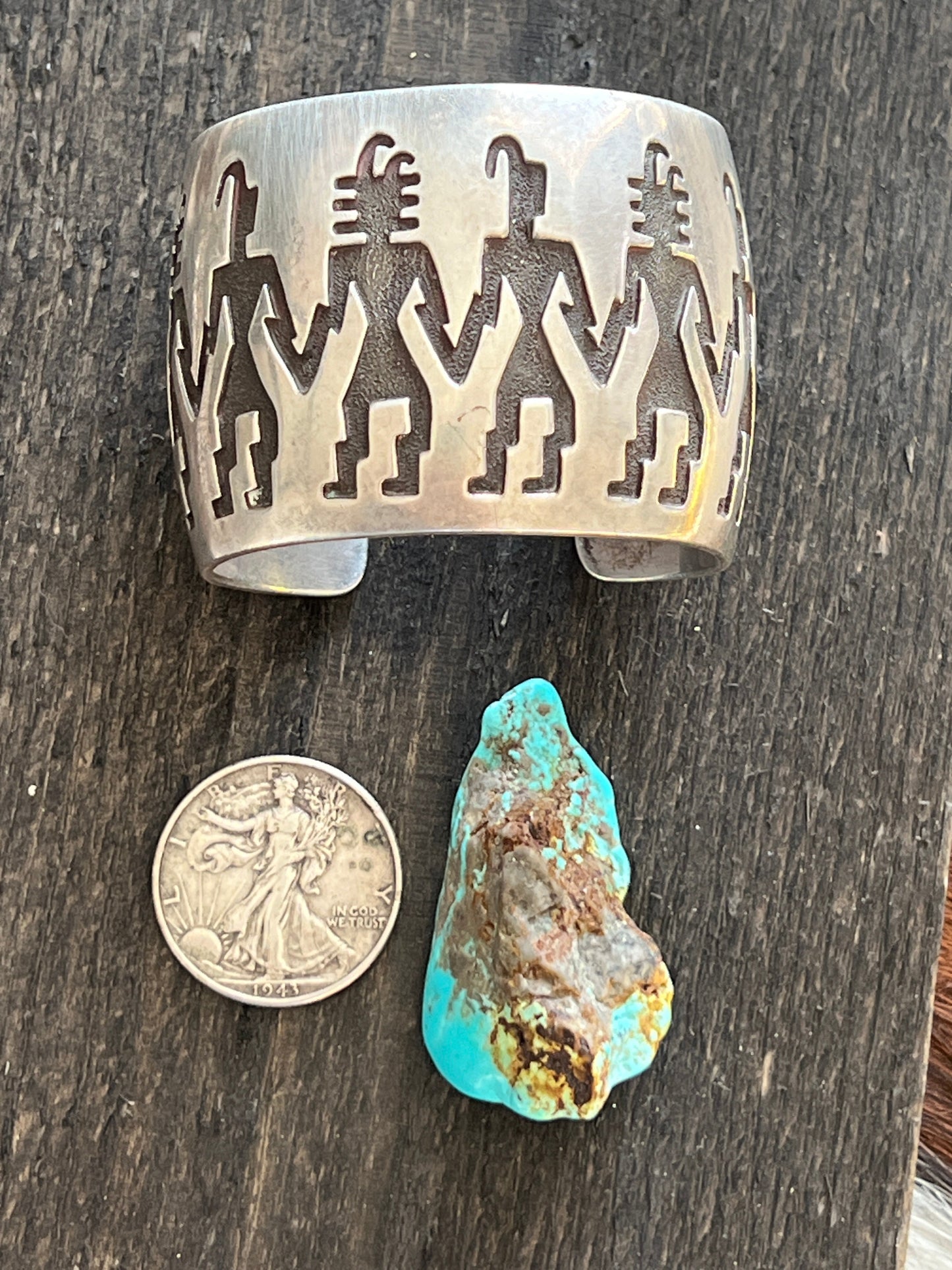 Handcrafted Vintage Sterling Silver Petroglyph Cuff