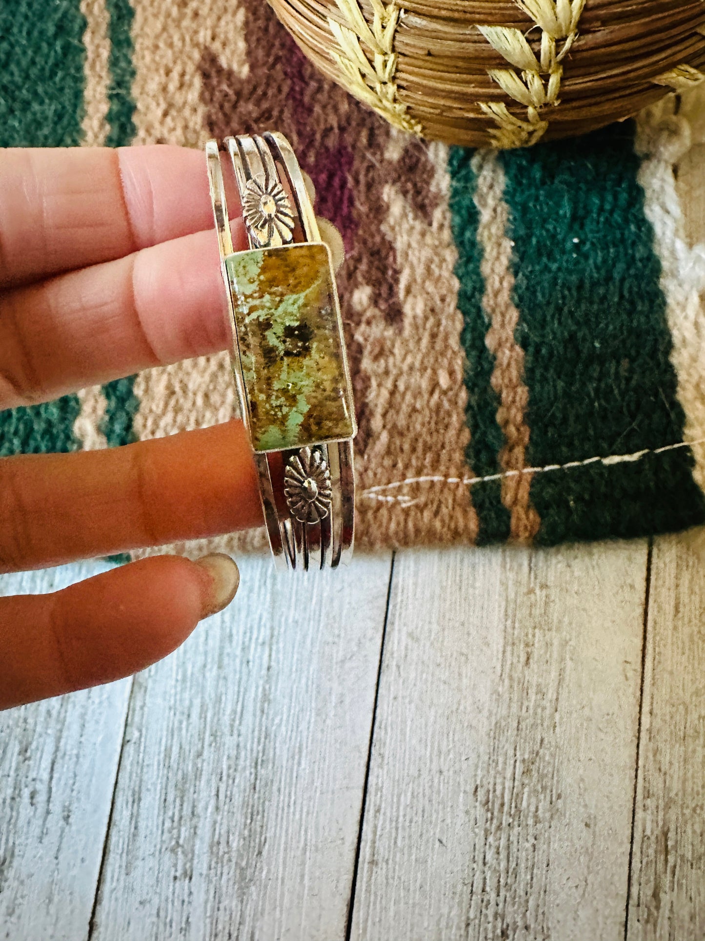 Handcrafted Royston Turquoise & Sterling Silver Cuff Bracelet