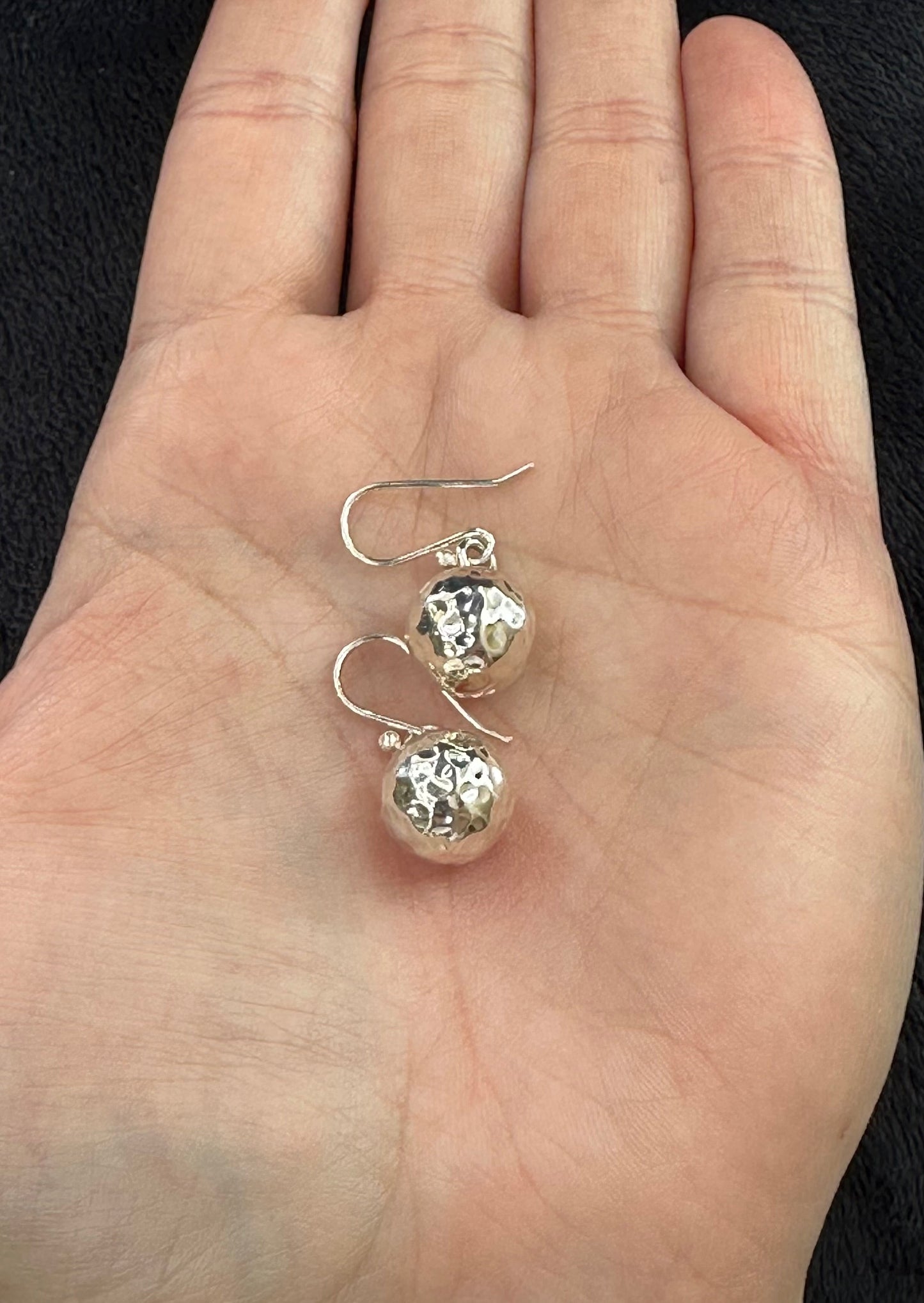 Hammered Ball on Hook Earrings