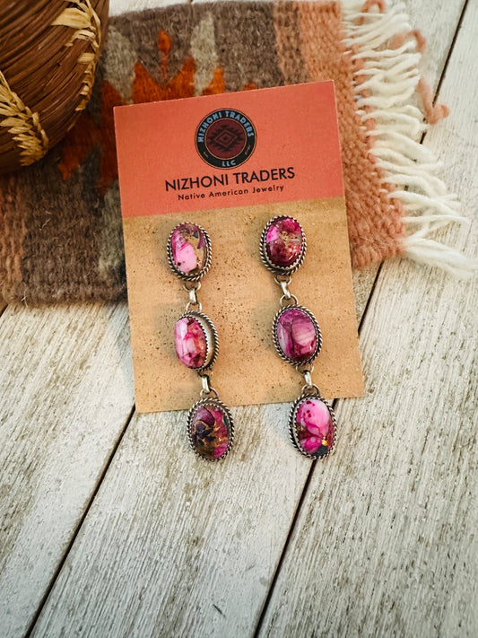 Handcrafted Sterling Silver & Pink Dream Mojave Dangle Earrings