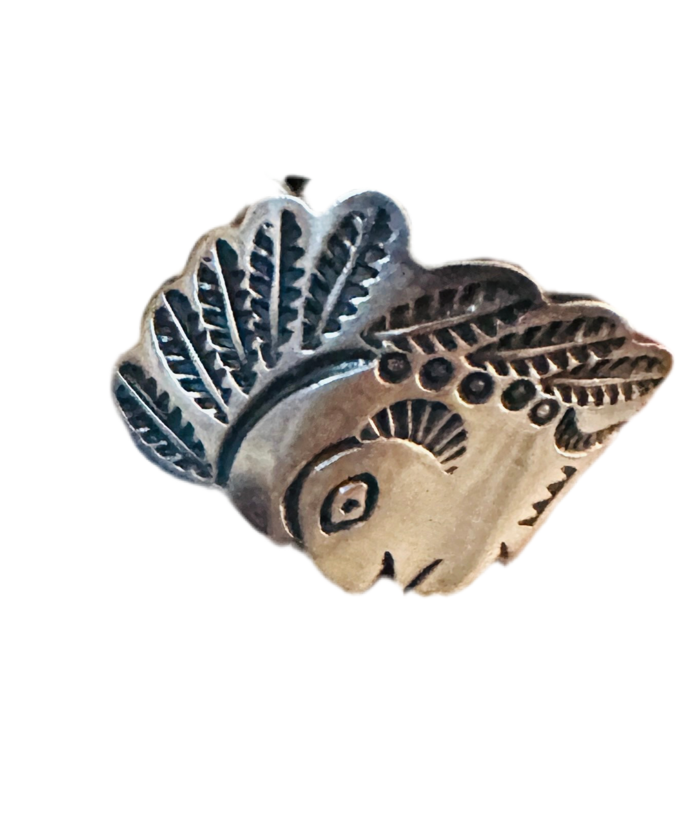 Handcrafted Old Pawn Sterling Silver Indian Chief Band Ring Size 11