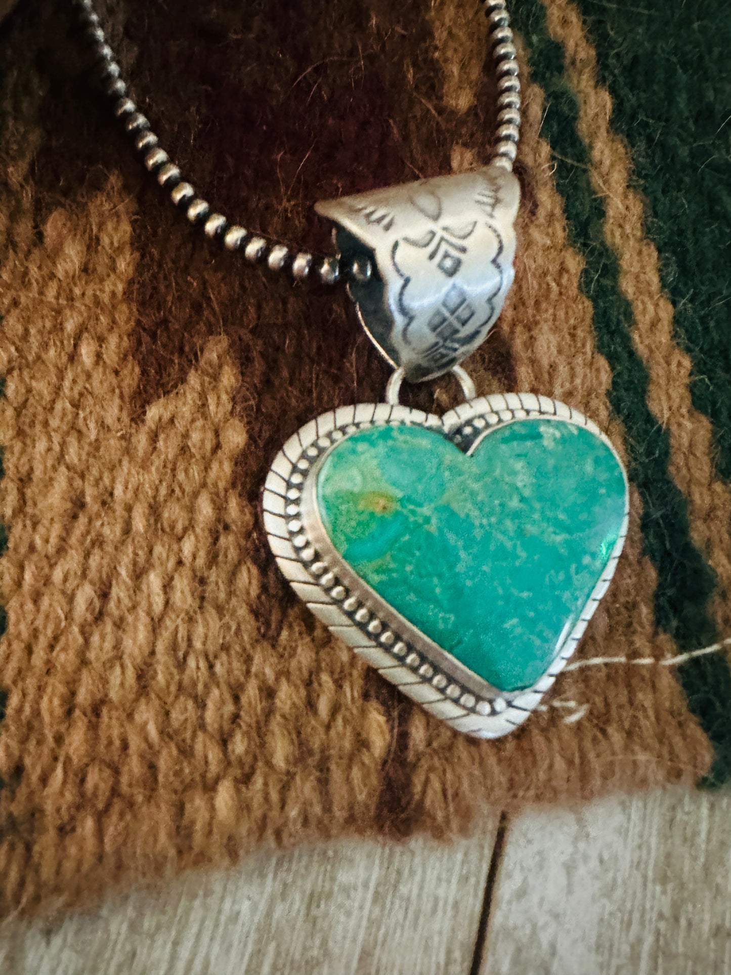Handmade Turquoise & Sterling Silver Heart Pendant