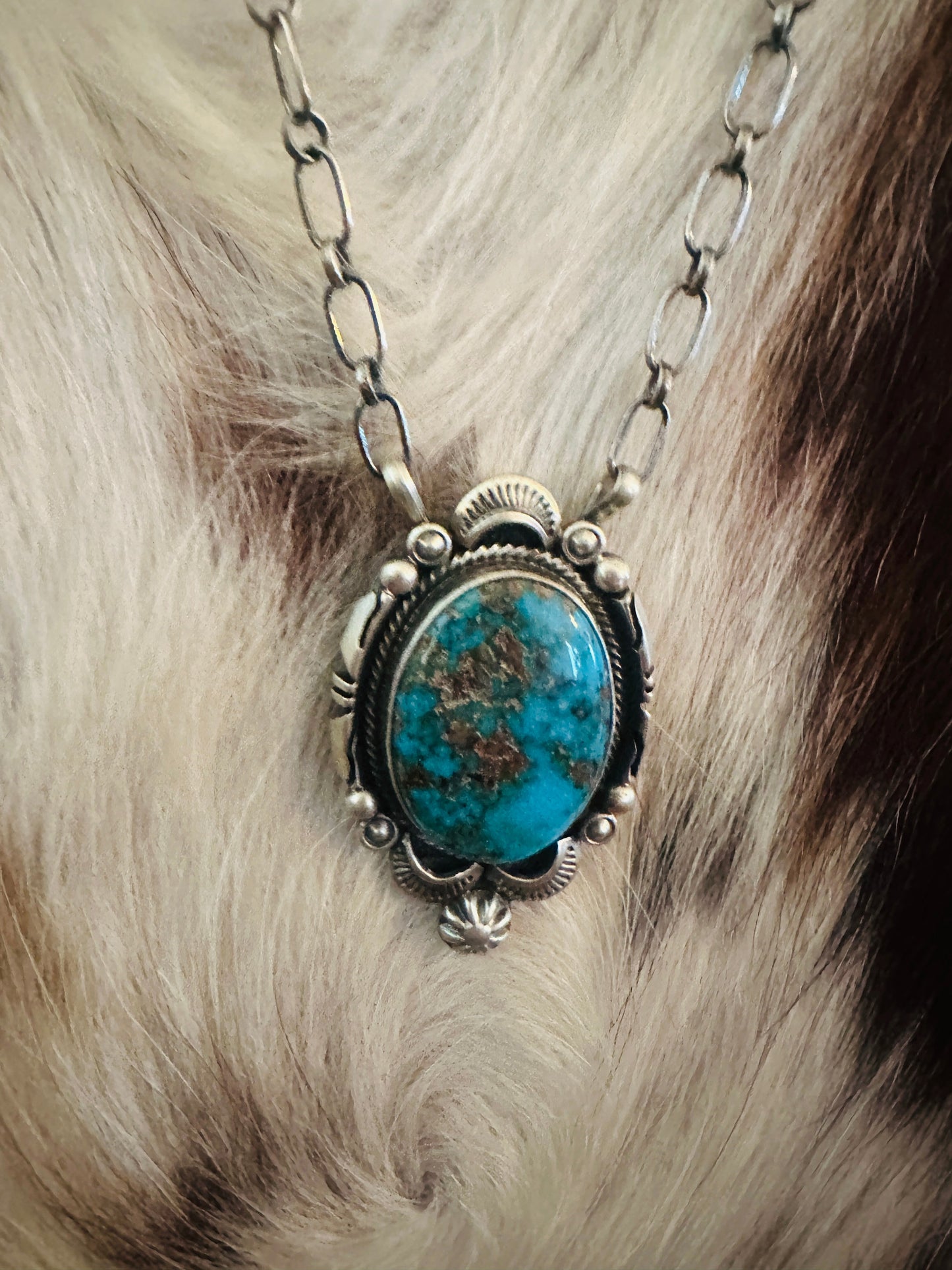 Handcrafted Turquoise & Sterling Silver Necklace by Daniel Benally