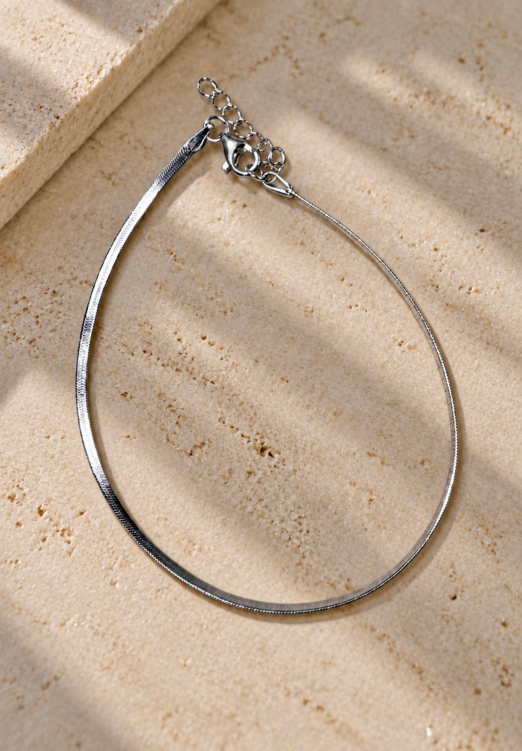 Sterling Silver Herringbone Chain Bracelet S/M
