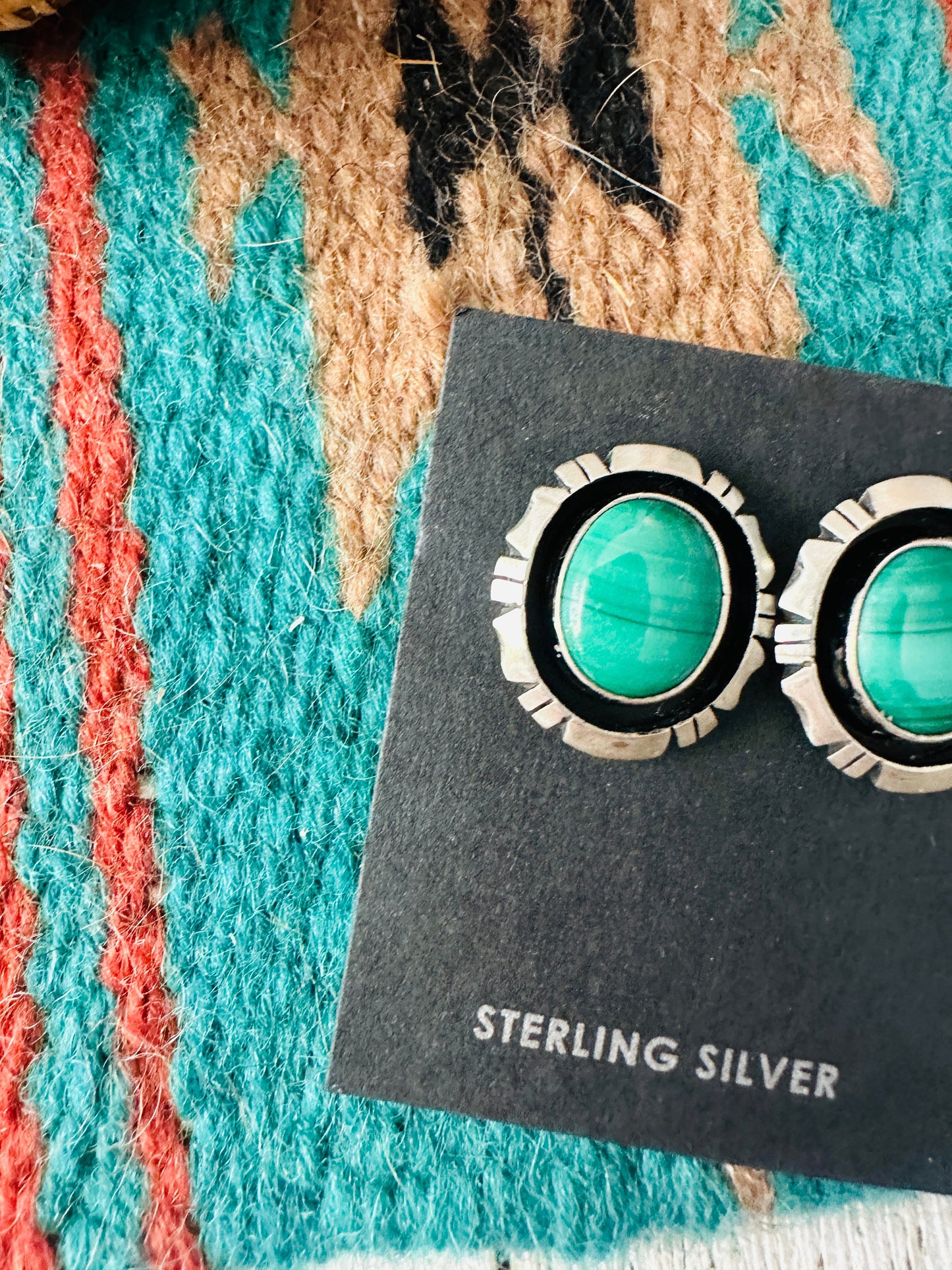 Handcrafted Malachite & Sterling Silver Post Earrings