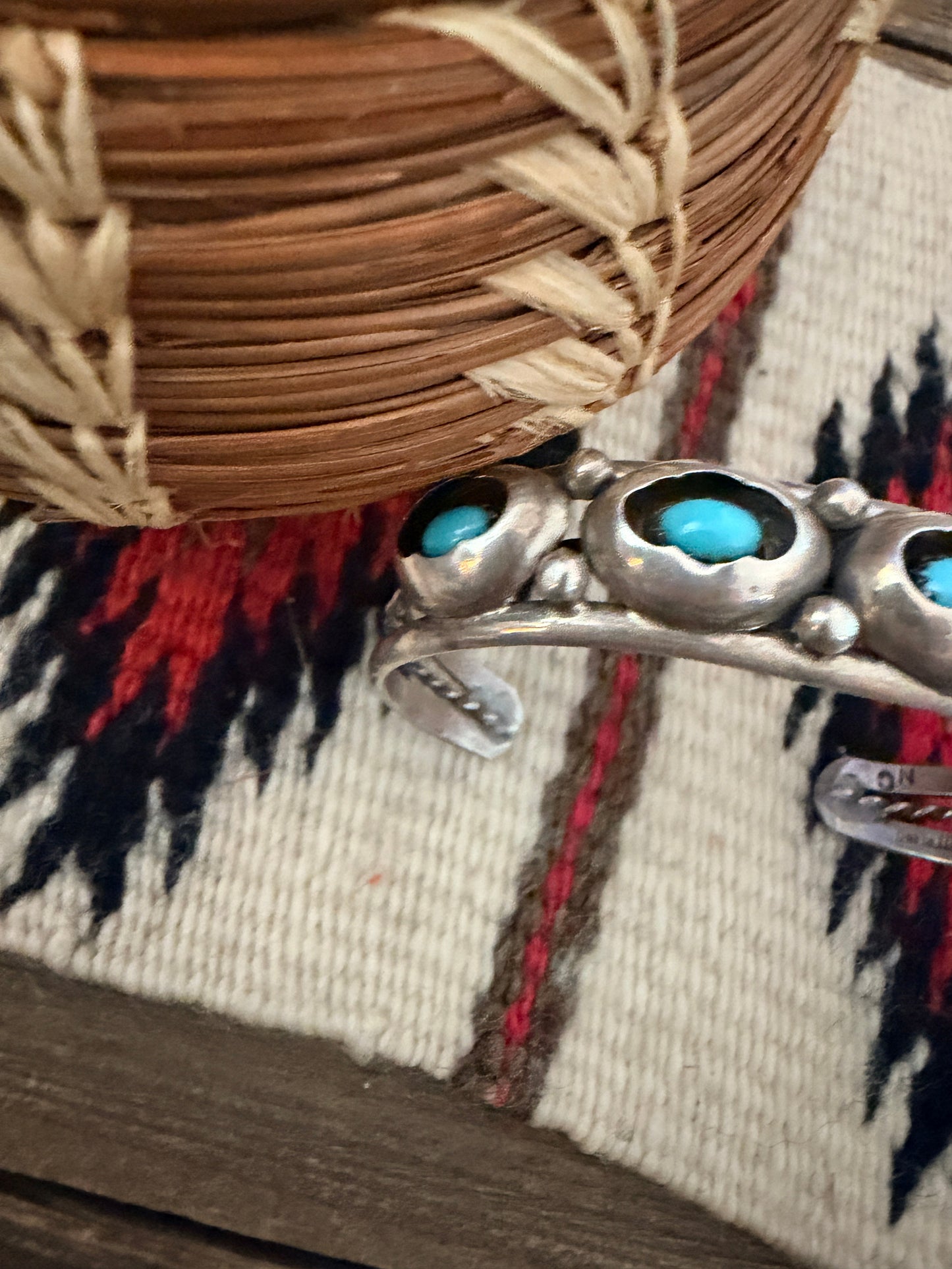 Handcrafted Old Pawn Sterling Silver & Turquoise Cuff Bracelet