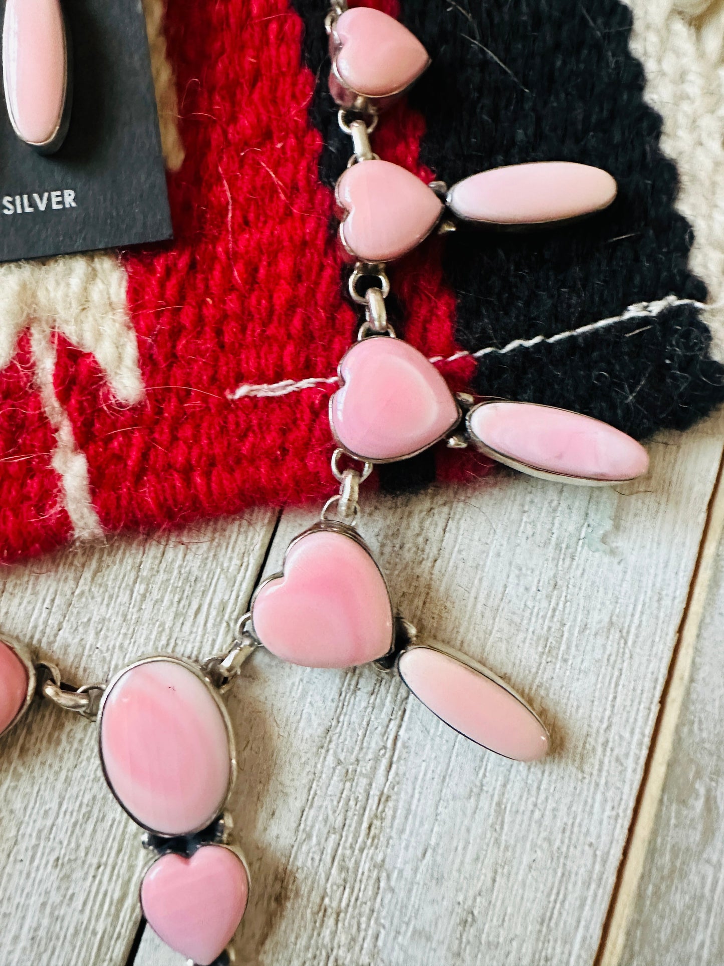 Handcrafted Queen Pink Conch & Sterling Silver Heart Necklace Set