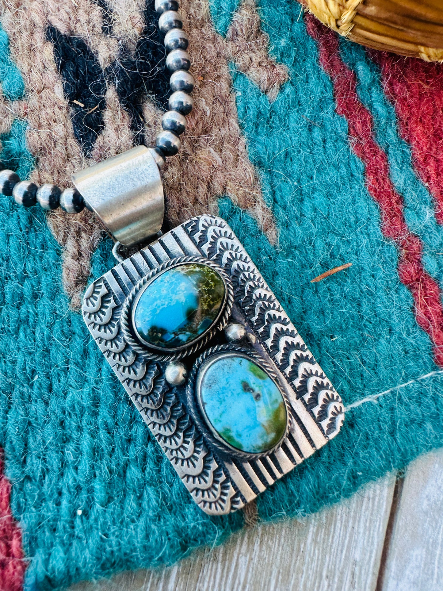 Handcrafted Sterling Silver and Turquoise Pendant by Bobby Johnson