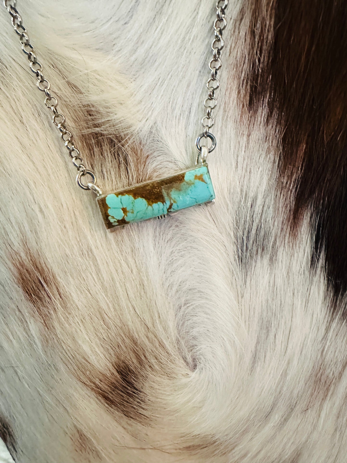 Handcrafted Sterling Silver & Turquoise Bar Necklace