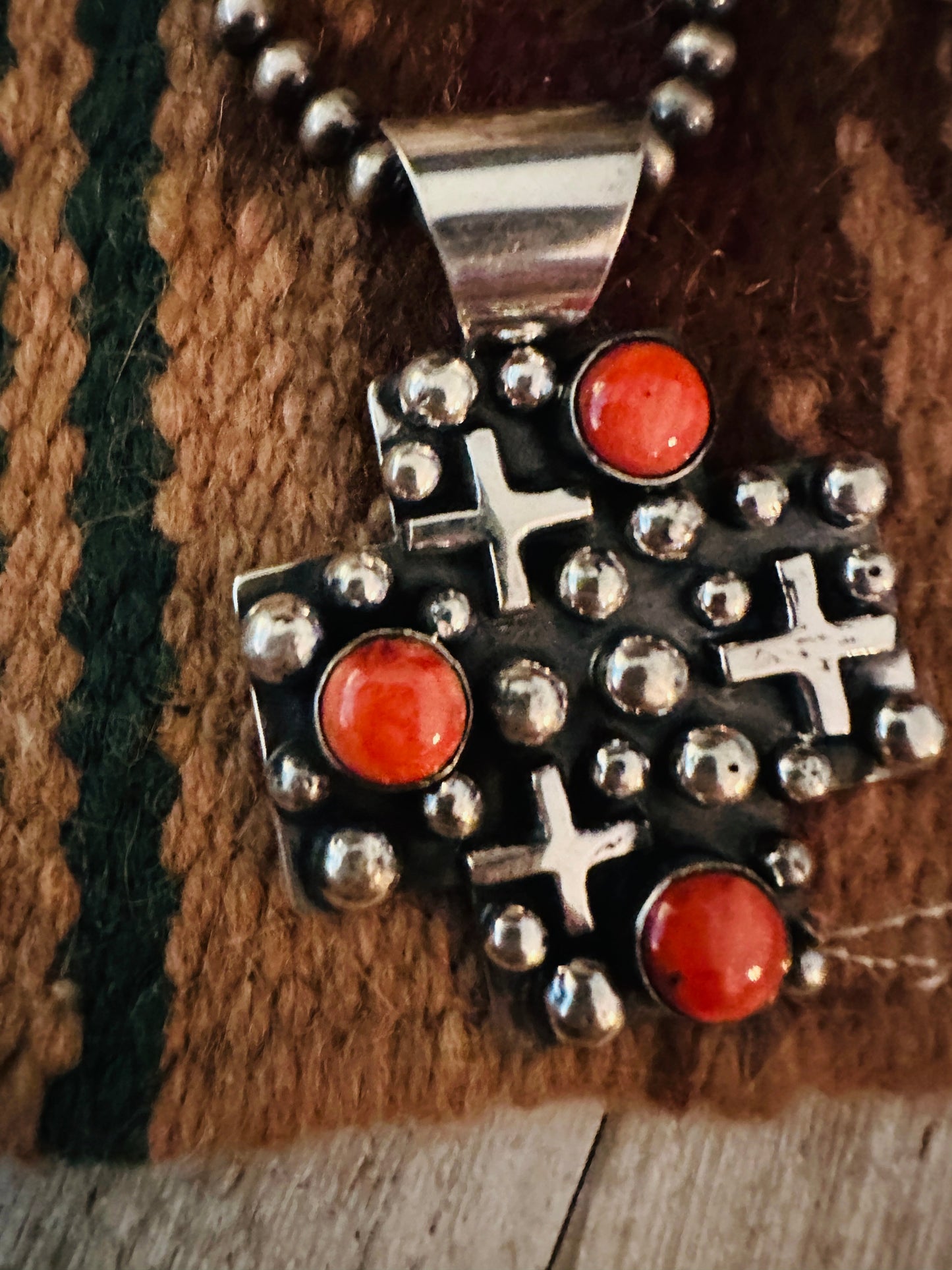 Handcrafted Spiny & Sterling Silver Cross Pendant by Chimney Butte